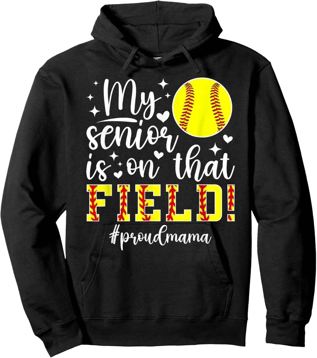 Proud Softball Senior Mama Softball Senior Mom 2026 Hoodie - Hoodie | Black
