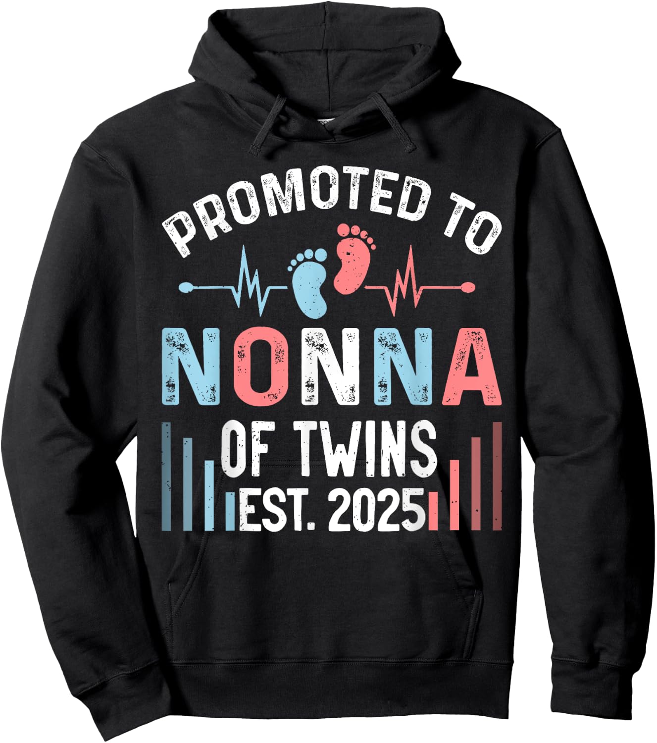 Promoted To Nonna Of Twins Est 2025 Twin Baby Shower Hoodie - Hoodie | Black