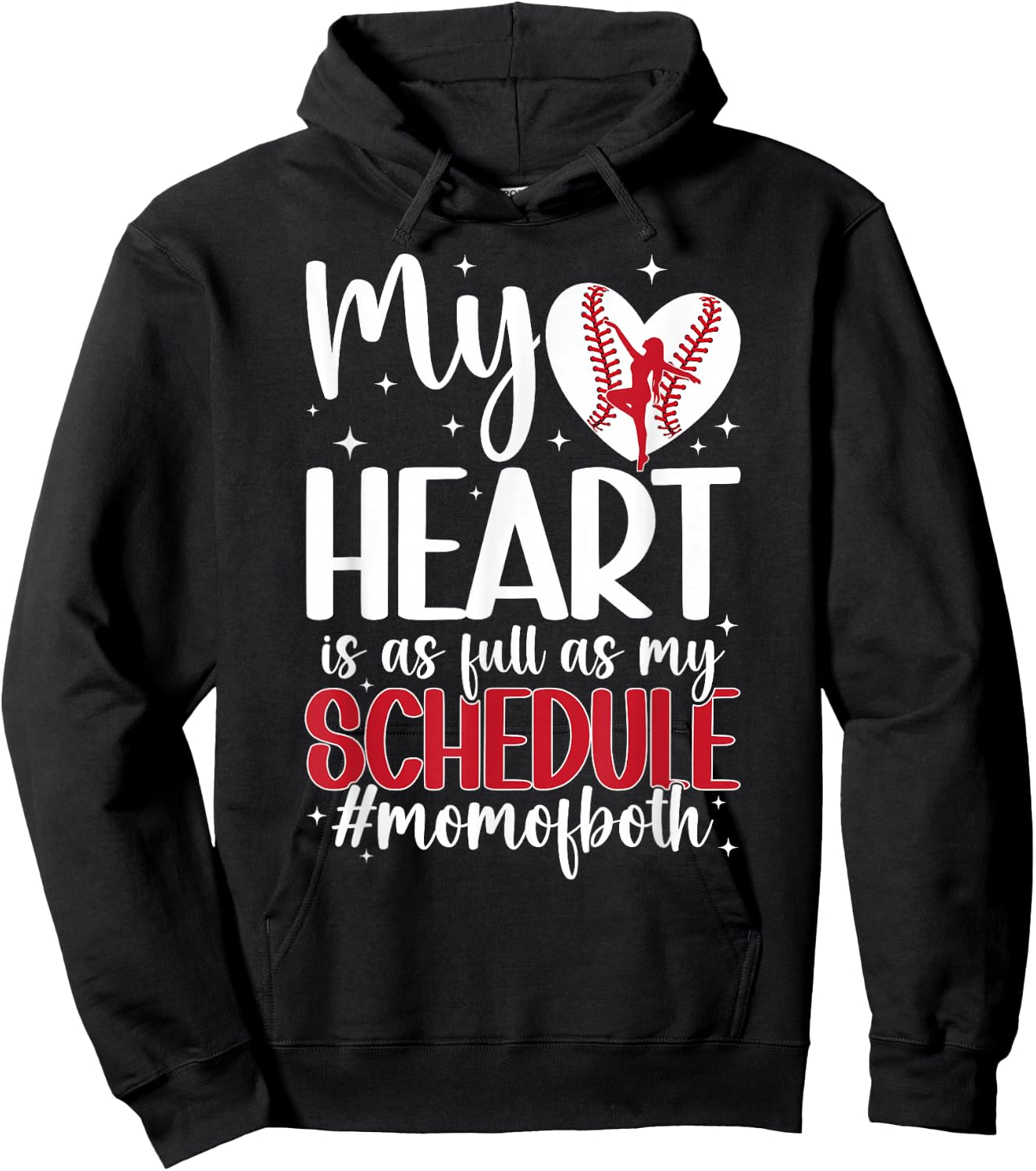 Mom Of Both Proud Dance And Baseball Mom Hoodie - Hoodie | Black