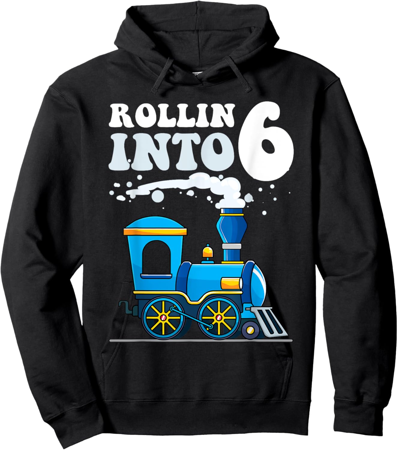 Rollin' Into 6 Train 6th Birthday Party Six Years Old Boys Hoodie - Hoodie | Black