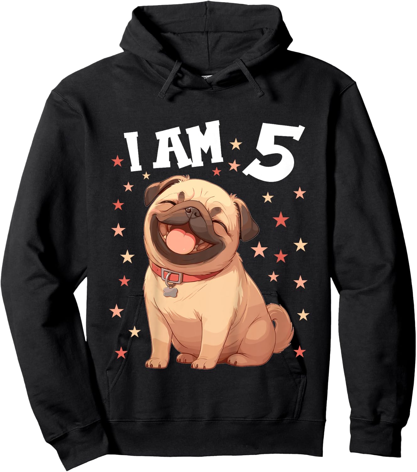 Kids 5 Years old 5th birthday Pugs Pug Hoodie - Hoodie | Black