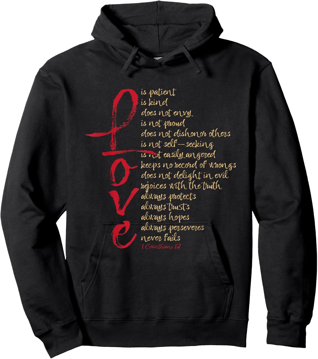 1 Corinthians 13 Bible Verse Love is Patient Love is Kind Hoodie - Hoodie | Black