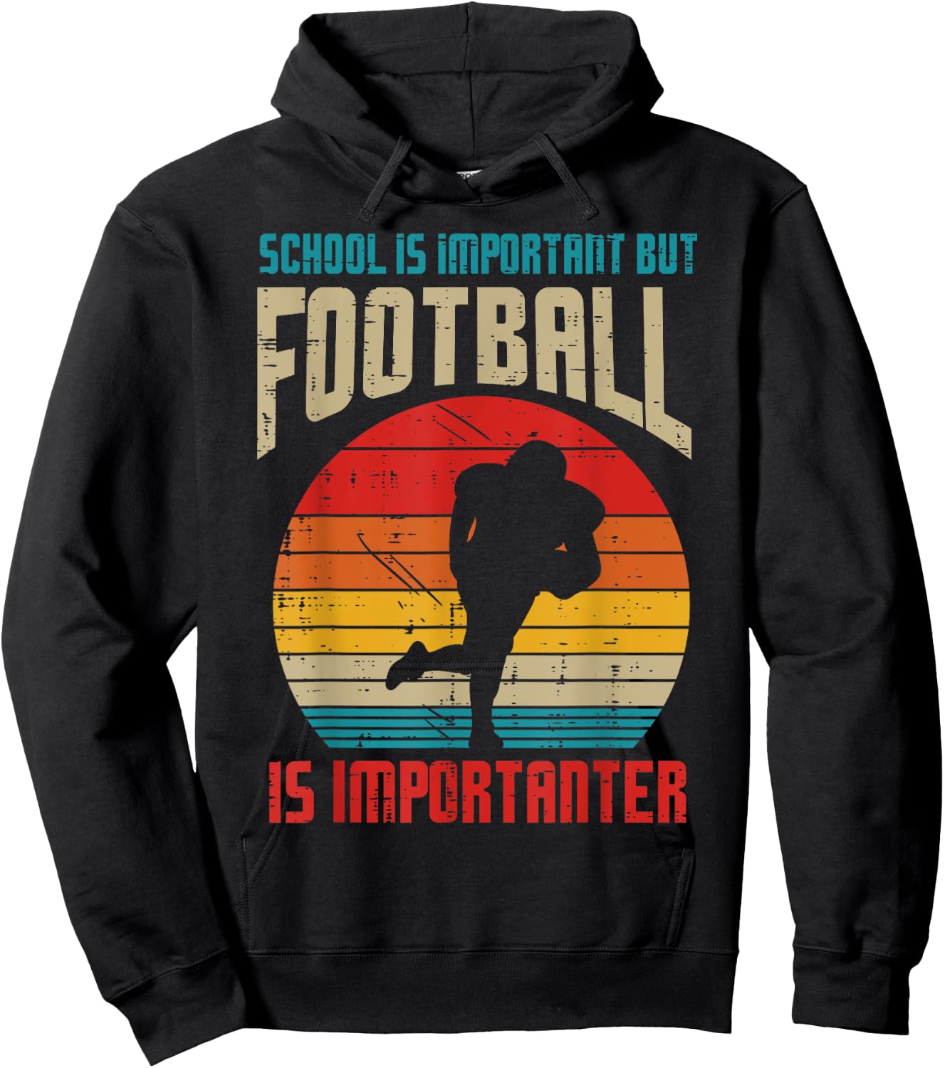 School Important American Football Importanter Funny Quote Hoodie - Hoodie | Black
