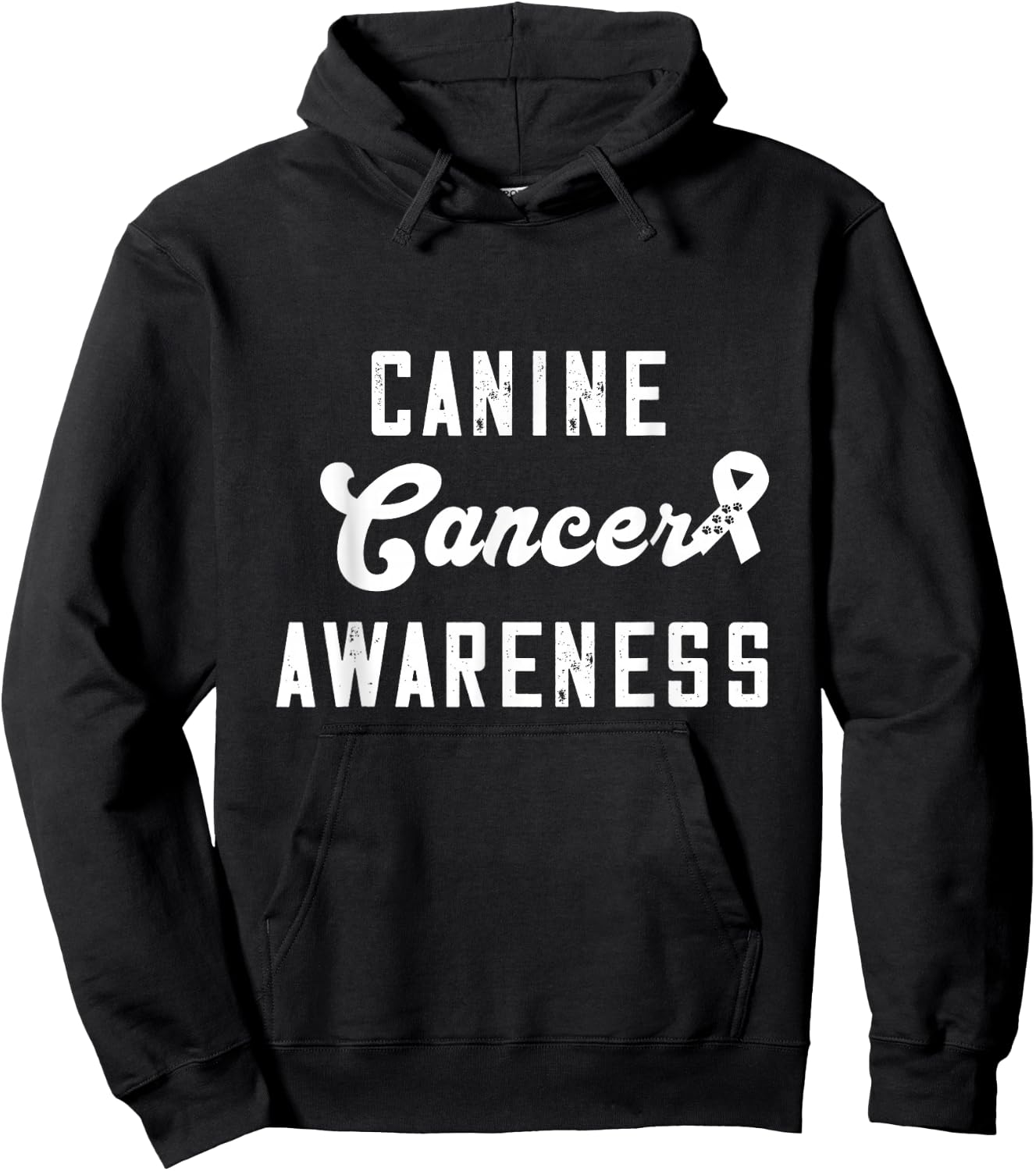 Canine Cancer Awareness Ribbon Paw Print Pet Cancer Hoodie - Hoodie | Black