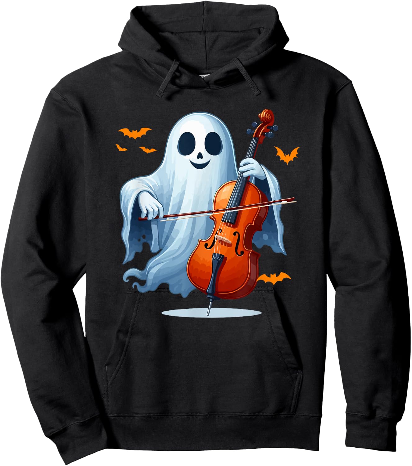 Boo Ghost Playing Cello Halloween Musical Instrument Hoodie - Hoodie | Black
