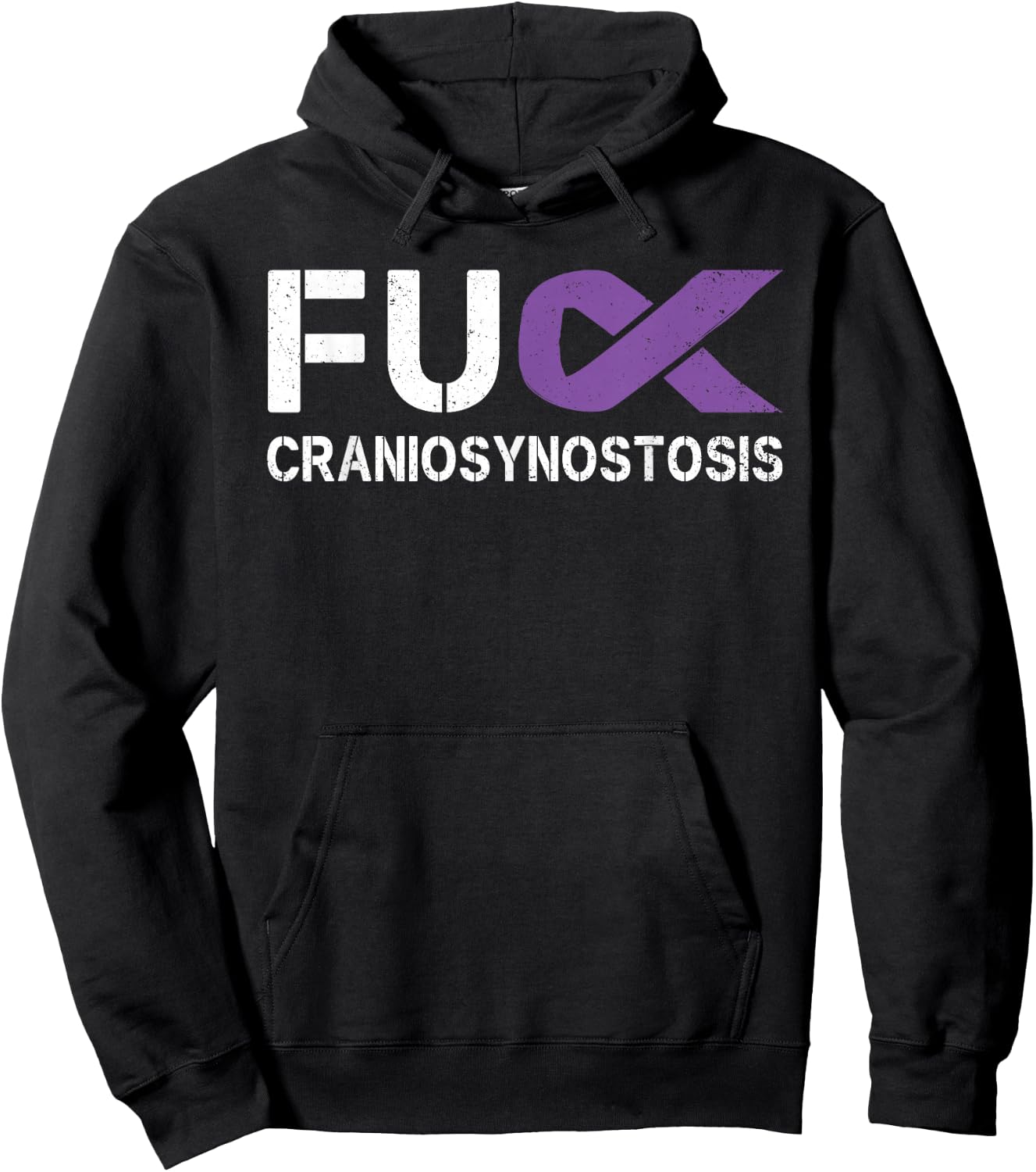 Fuck Craniosynostosis CSO Awareness Purple Ribbon Support Hoodie - Hoodie | Black
