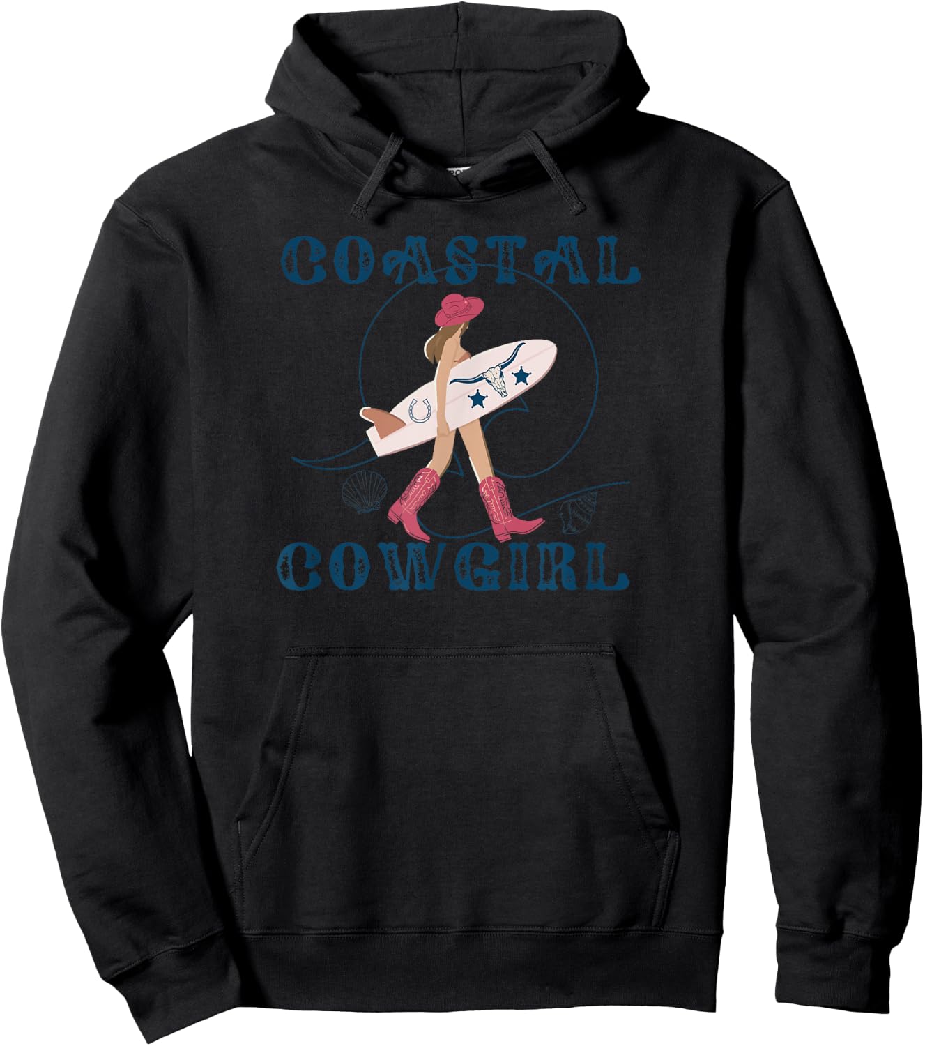 Coastal Cowgirl Women's Cowgirl Surf Beach , Black, Small Hoodie - Hoodie | Black