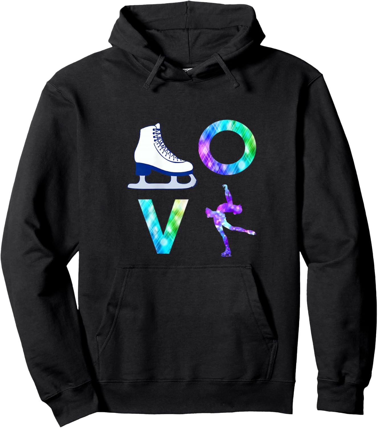 Love Figure Skating Ice Skater Girls Hoodie - Hoodie | Black