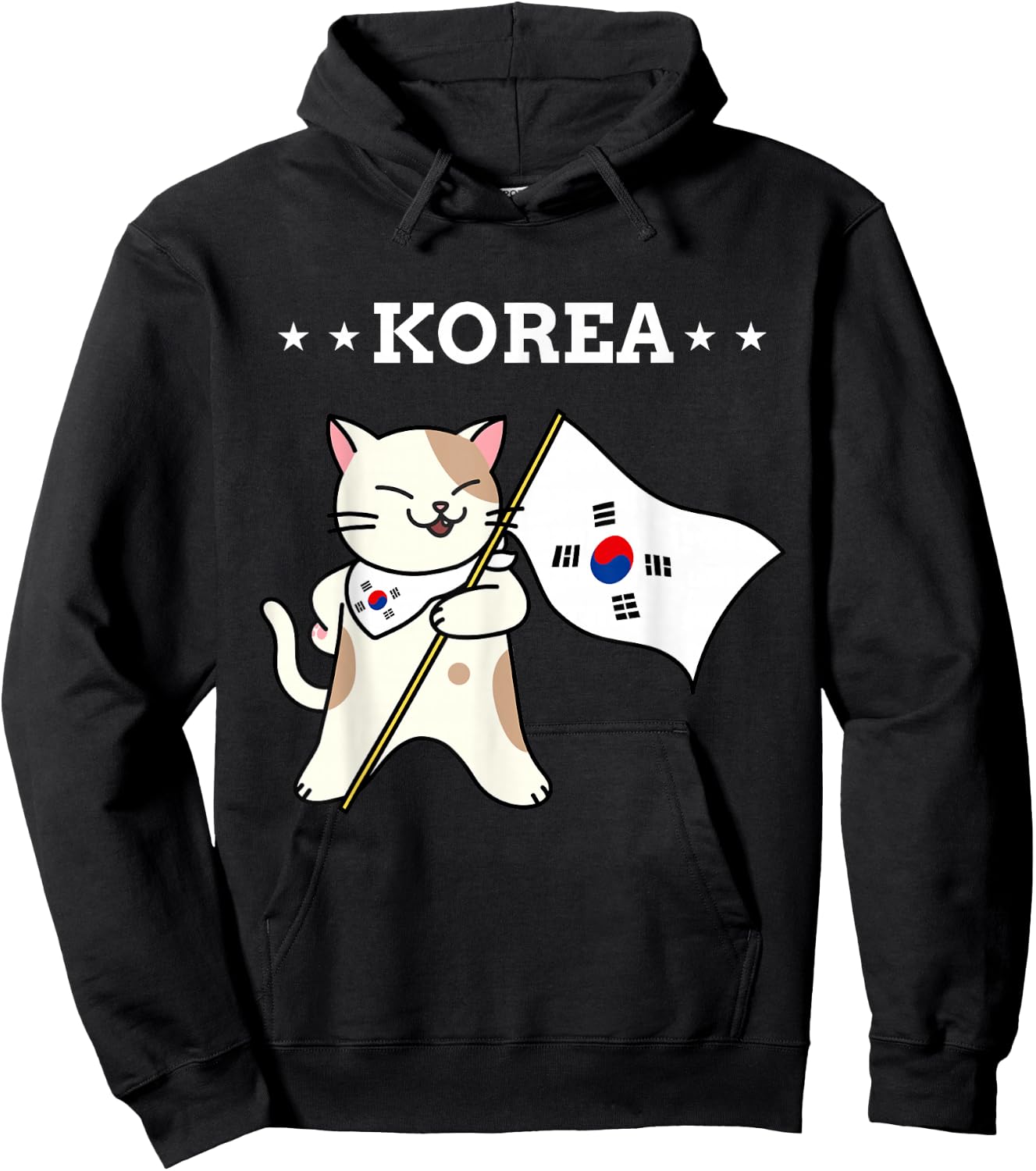 Korean Flag & Cat | South Korea Hoodie - Hoodie | Black