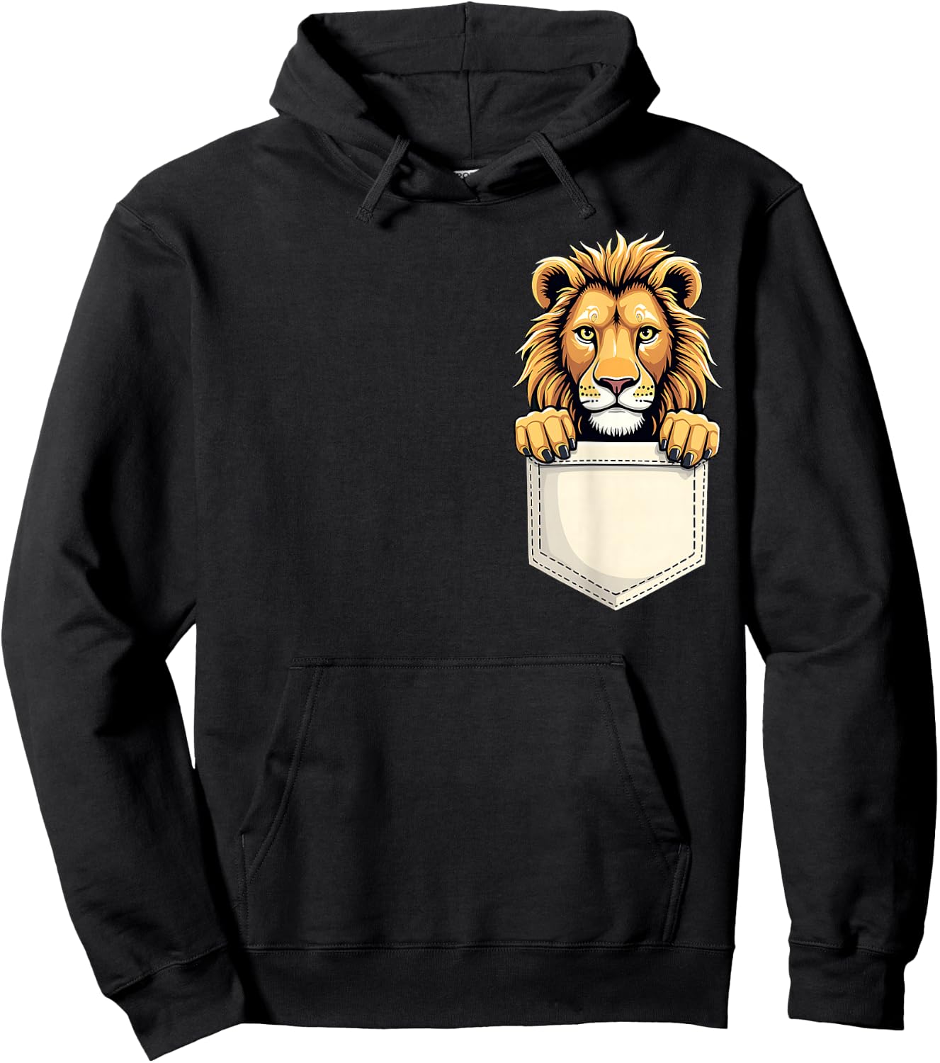 Kids Funny Animal Lion Pocket Boys Girls Toddler Cute Zoo Hoodie - Hoodie | Black