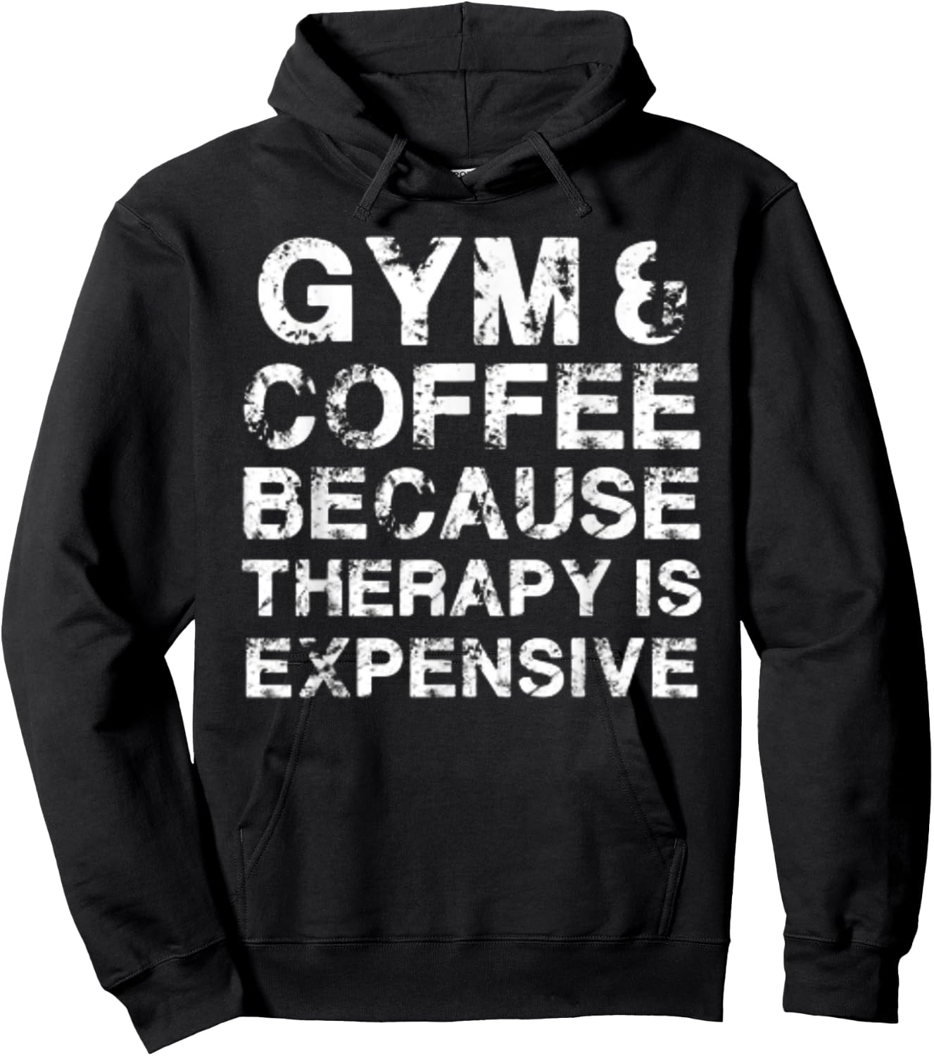 Gym & Coffee Because Therapy is Expensive Hoodie - Hoodie | Black
