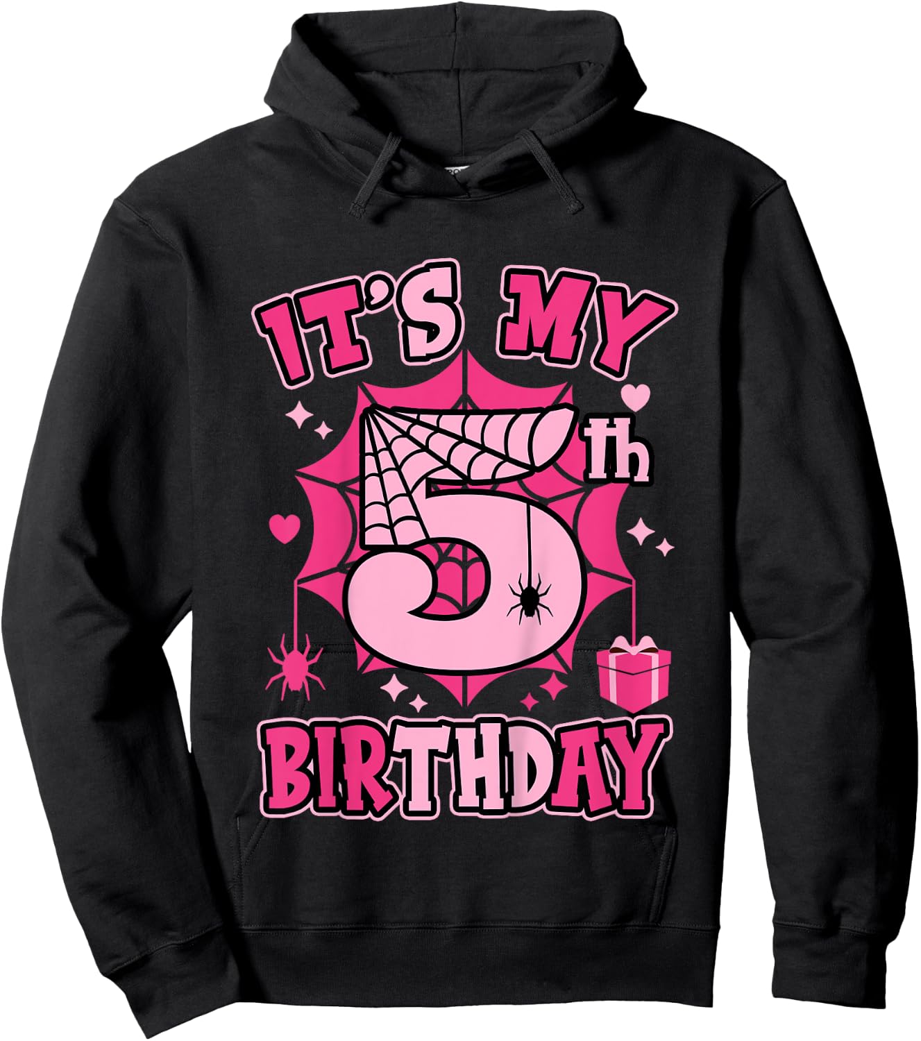 Kids It's My 5th Birthday Spider Girl Costume Party 5 Year Old Hoodie - Hoodie | Black