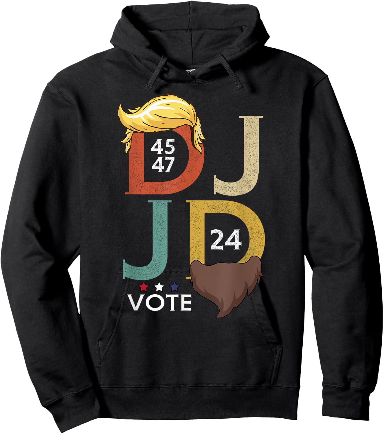 DJ & JD Trump Hair Vance Beard Vote for President 2024 Hoodie - Hoodie | Black