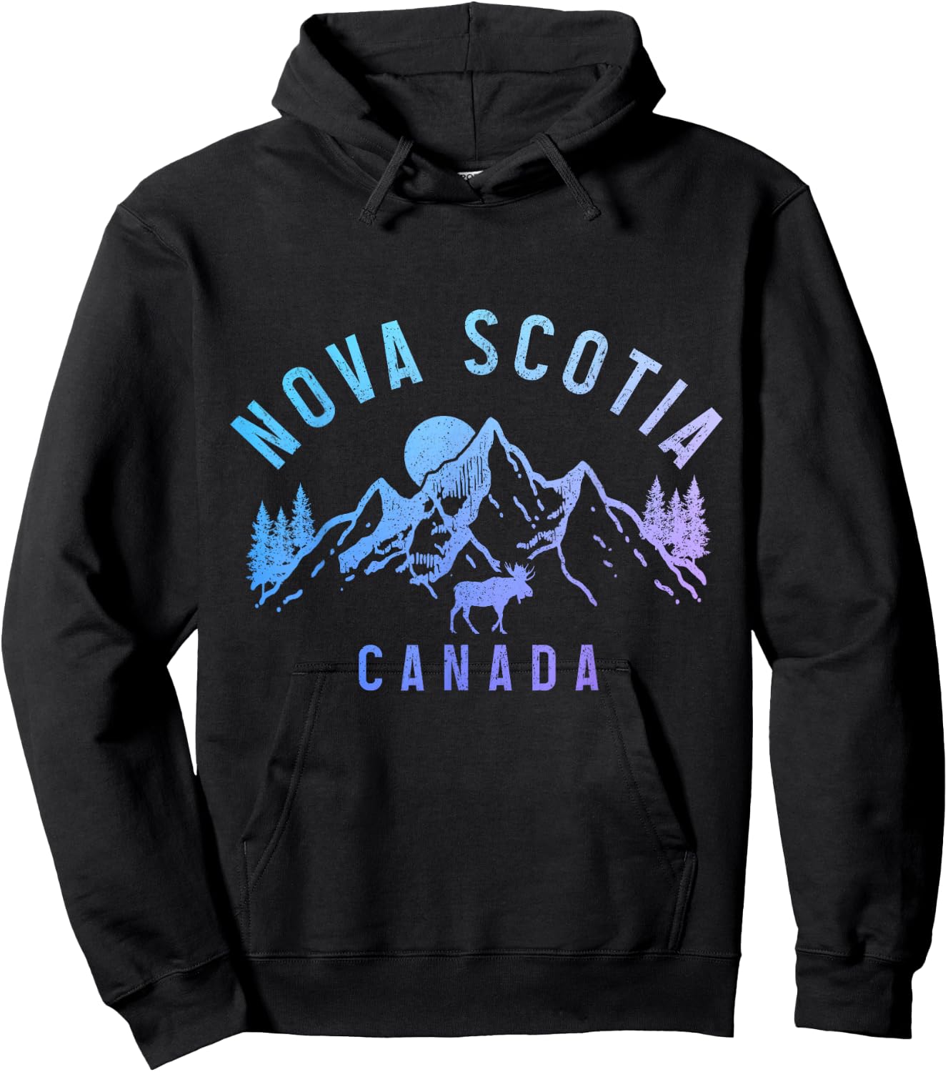 Nova Scotia Vintage Mountains Elk Canada Souvenir Hoodie - Hoodie | Black