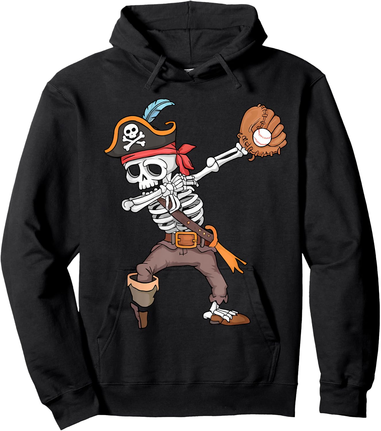 Baseball Halloween Dabbing Skeleton Pirate Dab Men Boys Kids Hoodie - Hoodie | Black