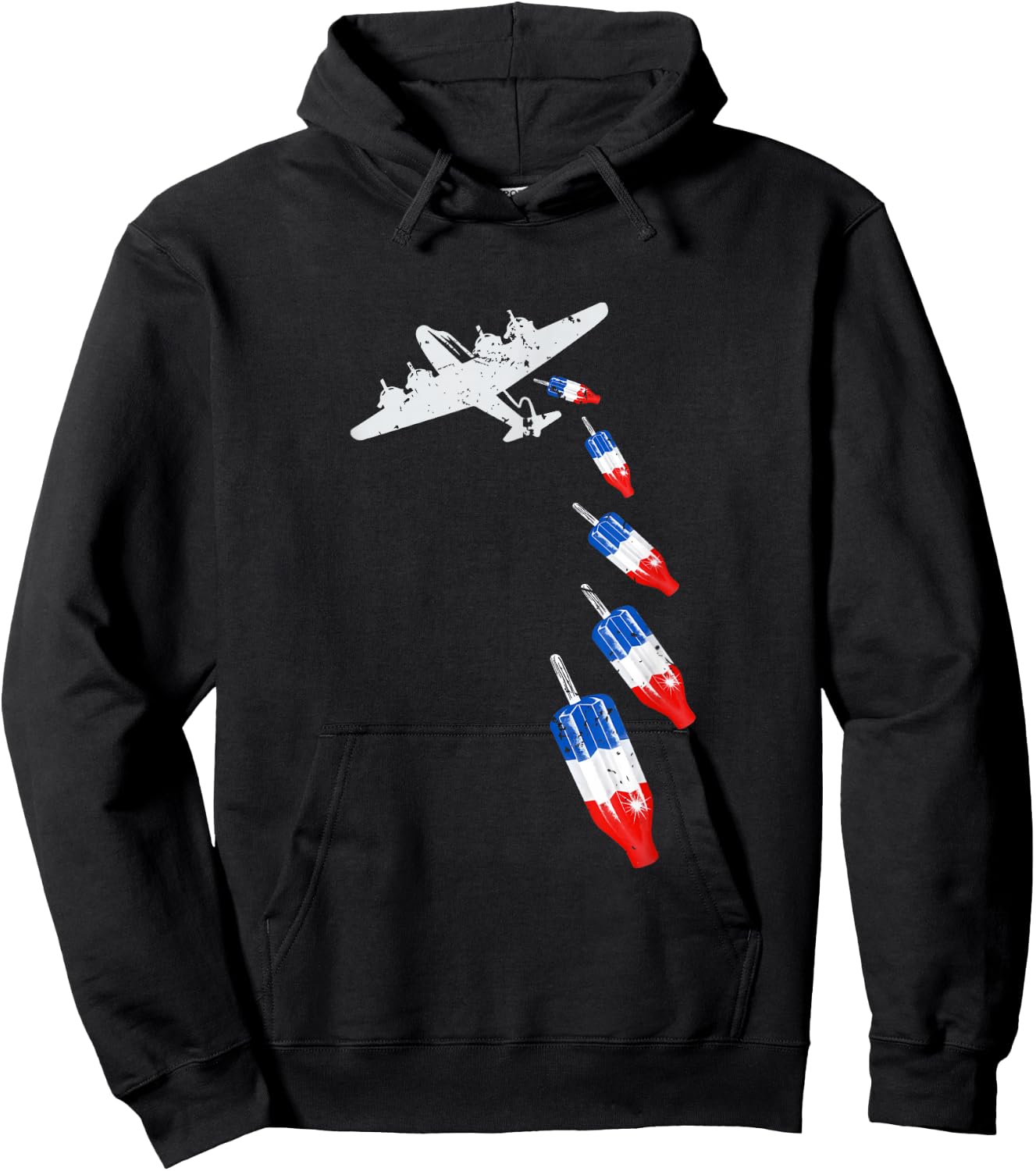 Vintage Bomb Pops Ice Cream American Flag Remembrance Day Hoodie - Hoodie | Black