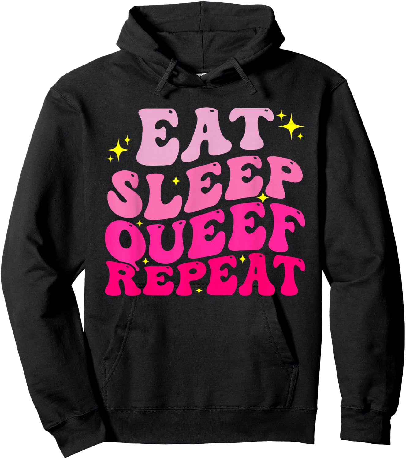 Funny Eat Sleep Queef Repeat Inappropriate Queefing Joke Hoodie - Hoodie | Black