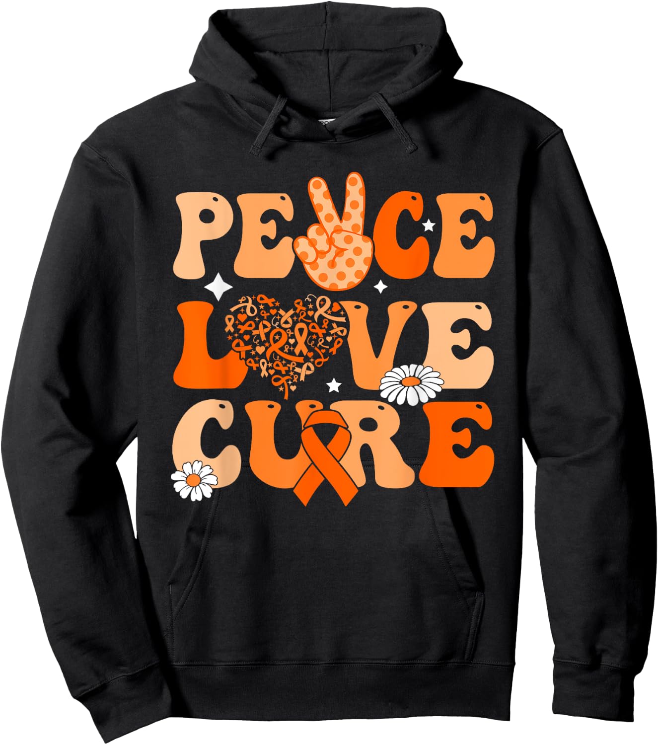 Peace Love cure Leukemia awareness men women Support Squad Hoodie - Hoodie | Black