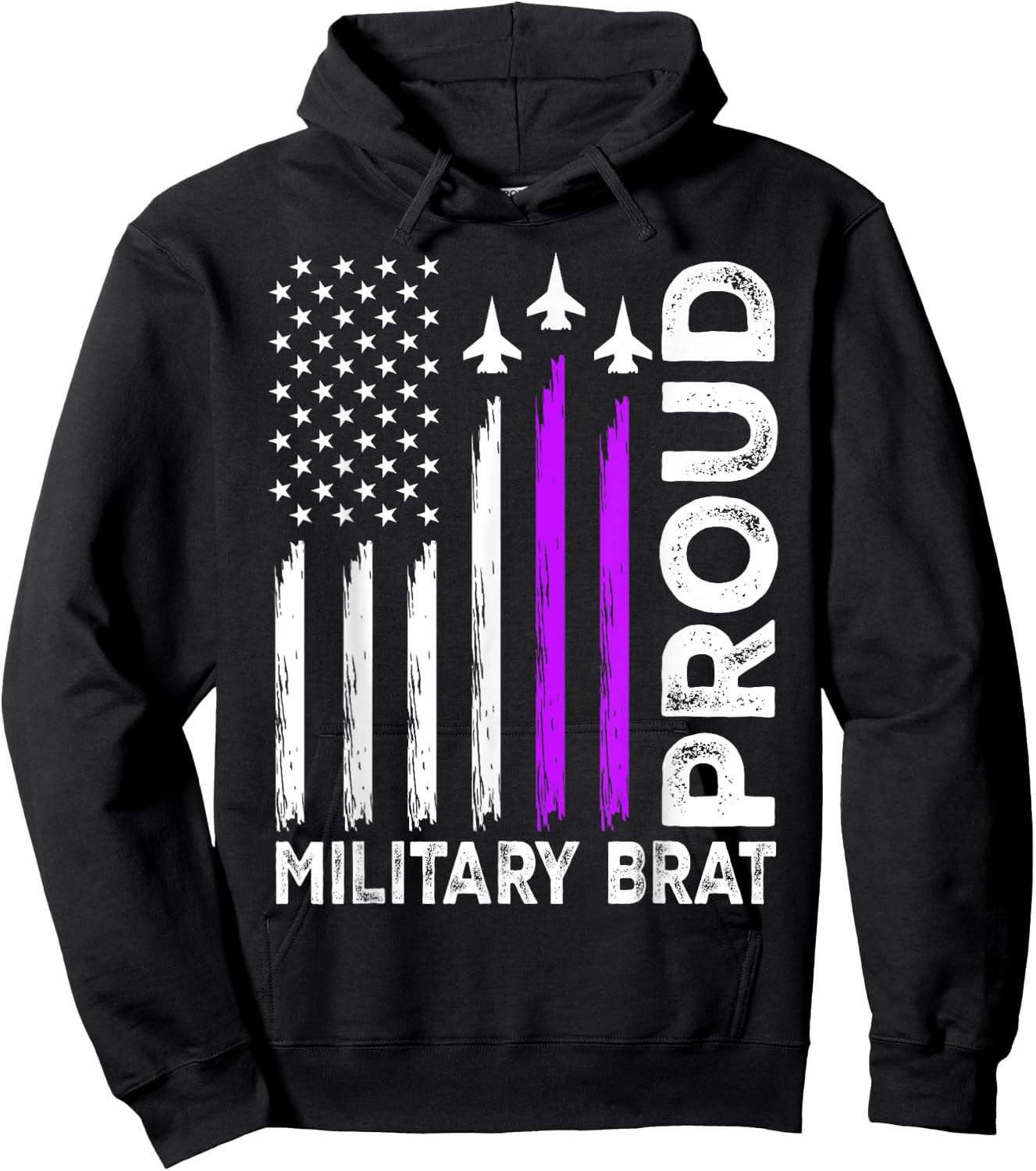 Proud Military Brat Military Child Month Purple Up Hoodie - Hoodie | Black