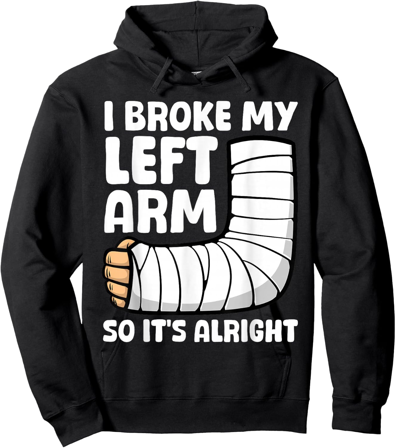 Broken Arm Art Women Left Hand Broken Arm Recovery Hoodie - Hoodie | Black
