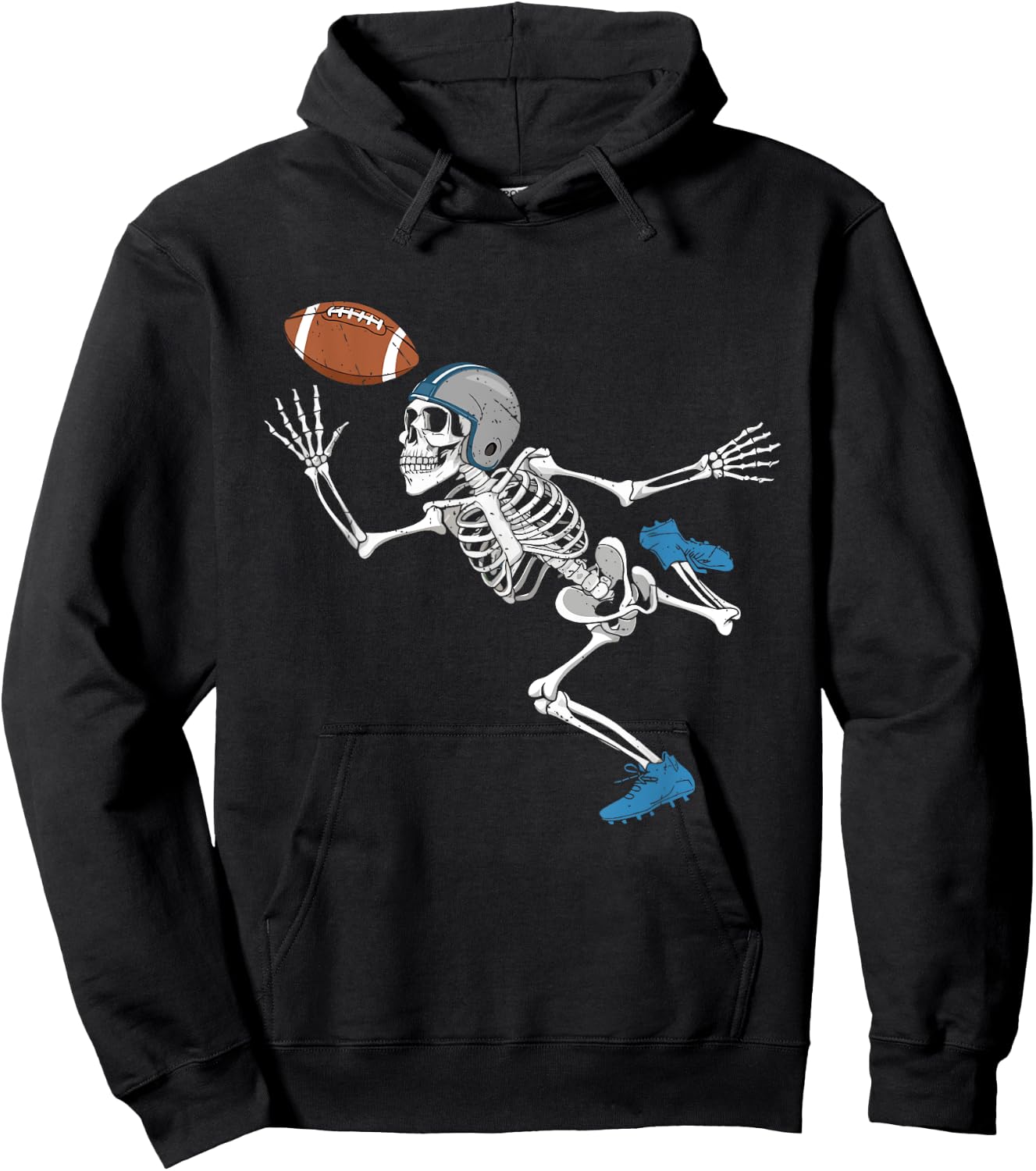 Football Skeleton Halloween Player Catcher Boys Kids Hoodie - Hoodie | Black