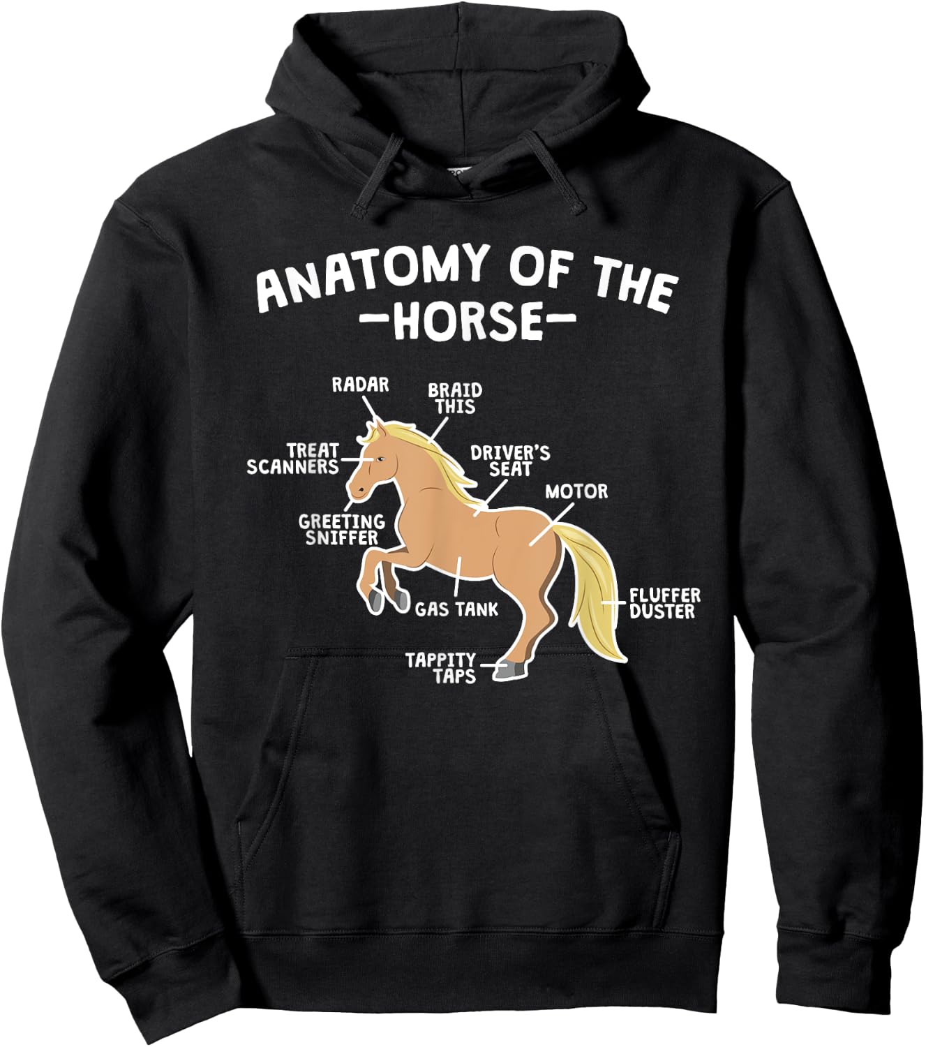 Horse Pun Anatomy Of Horse Horseback Riding Equestrian Quote Hoodie - Hoodie | Black