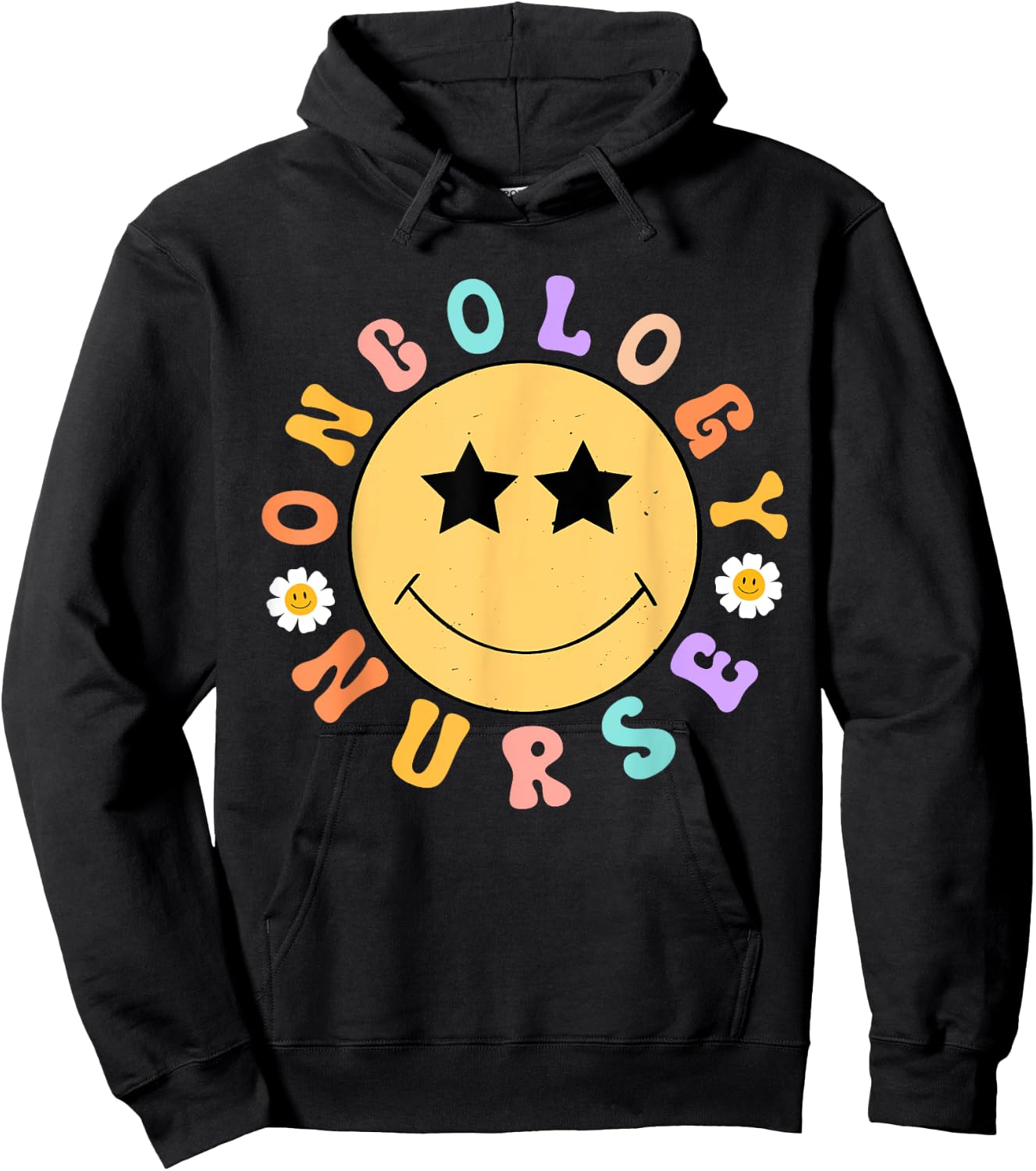 Oncology Nurse OCN Nursing Oncologist Smile Face Groovy Hoodie - Hoodie | Black