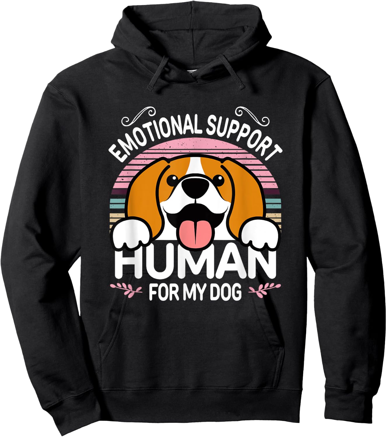 Beagle Dog Emotional Support Human, Funny Cute Pet Lover ESA Hoodie - Hoodie | Black