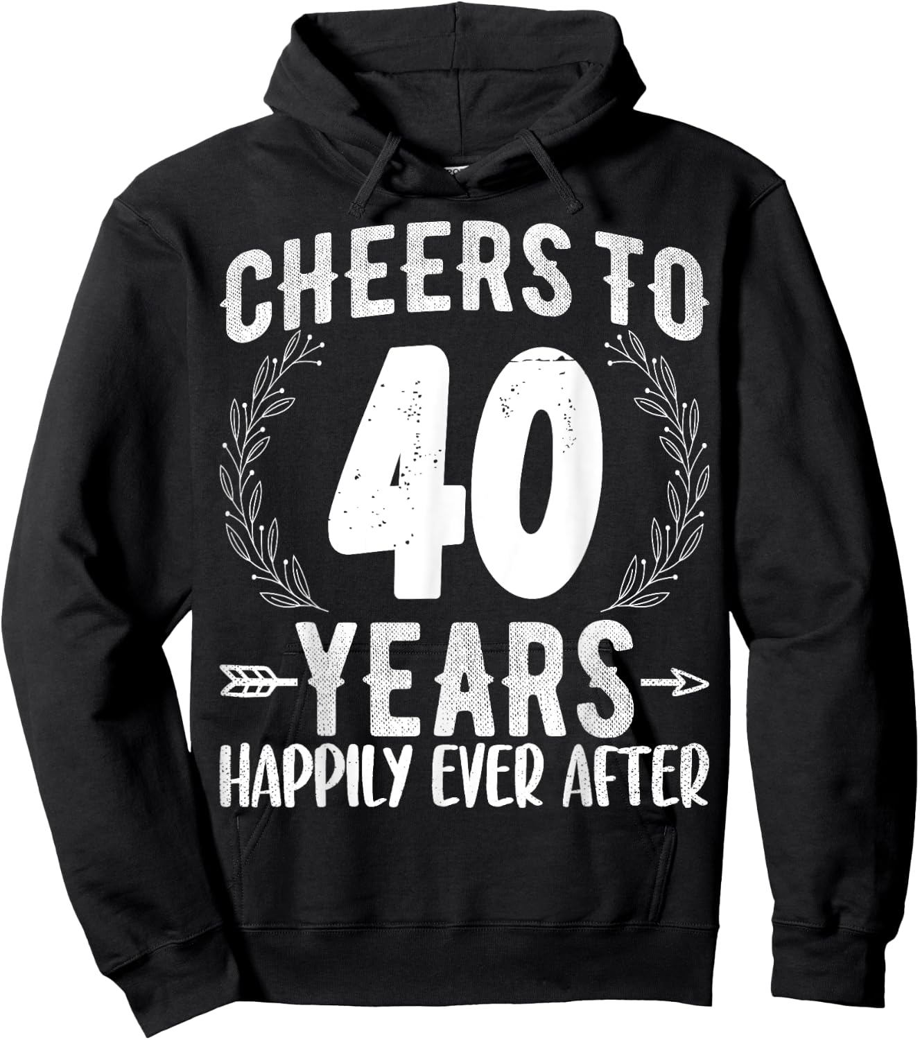 Cheers to 40 Years Happily - 40th Anniversary Husband Wife Hoodie - Hoodie | Black