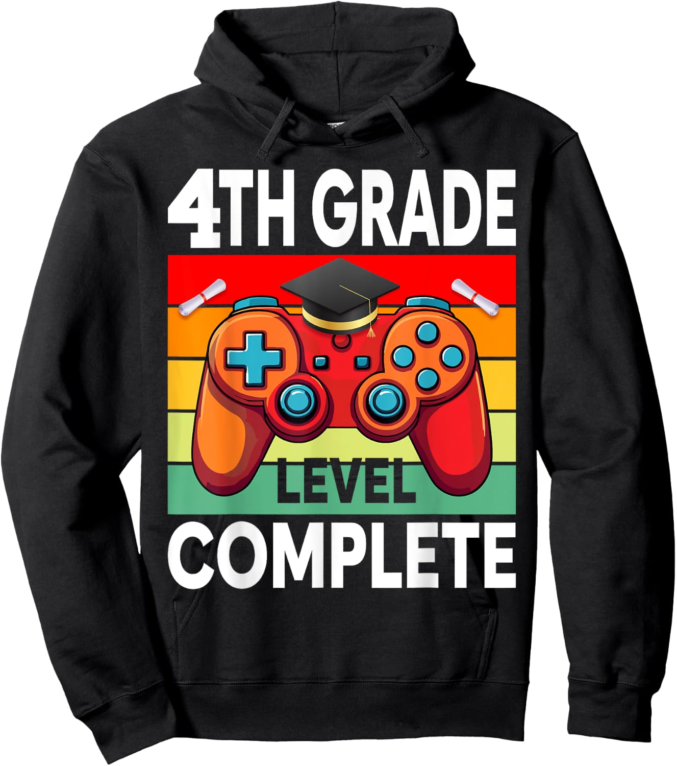 4th Grade Level Complete Gamer Class Of 2024 Graduation Hoodie - Hoodie | Black