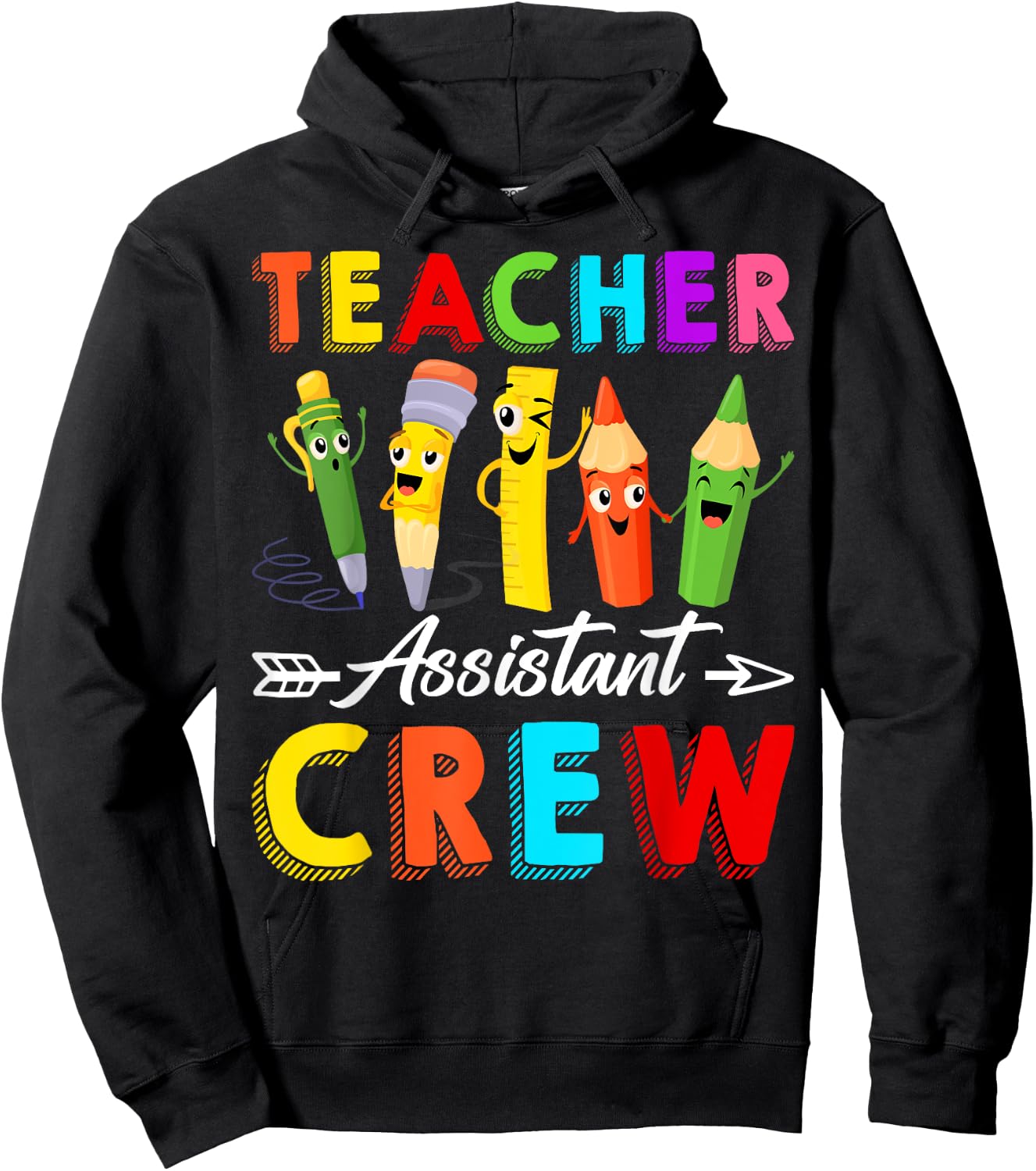 Teacher Assistant CrewTeacher Appreciation Back To School Men Women Girls Kids Hoodie - Hoodie | Black