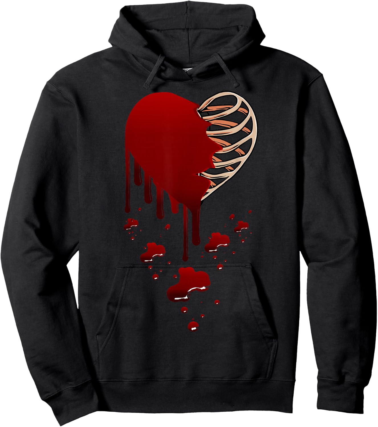 Crazy Love Skeleton Blood Injected Heart Valentine's Greeting Hoodie - Hoodie | Black