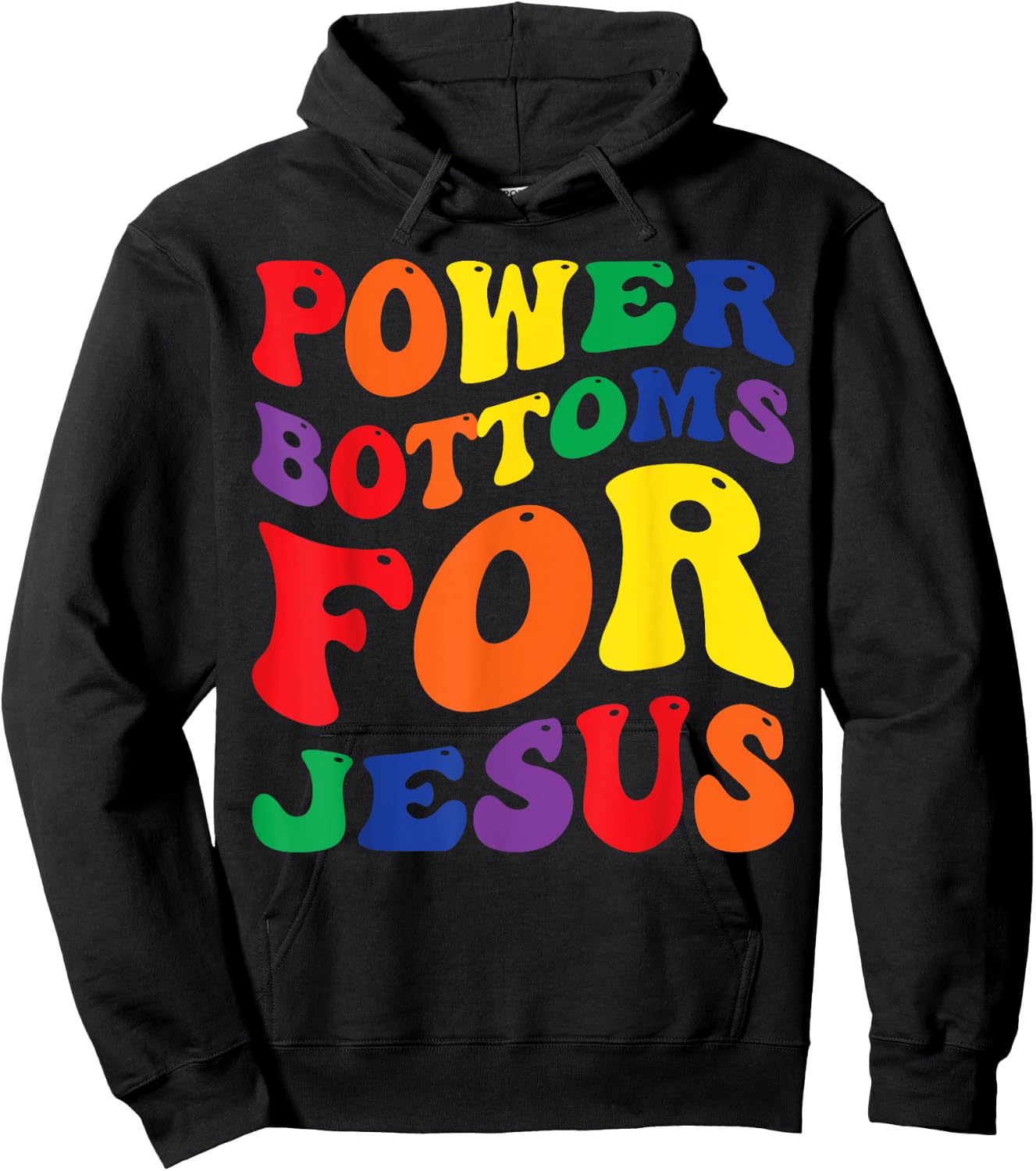 Gay Pride Rainbow Flag Christian Power Bottoms for Jesus Hoodie - Hoodie | Black