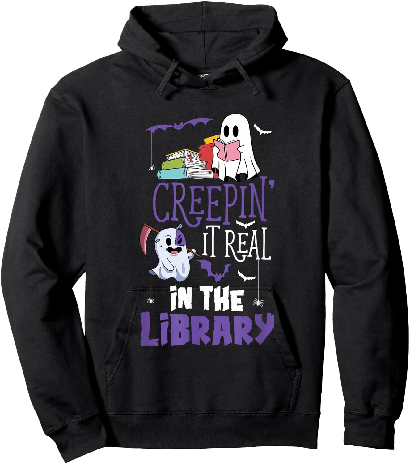 Scary Librarian Reading Teacher Book Lover Halloween Library Hoodie - Hoodie | Black