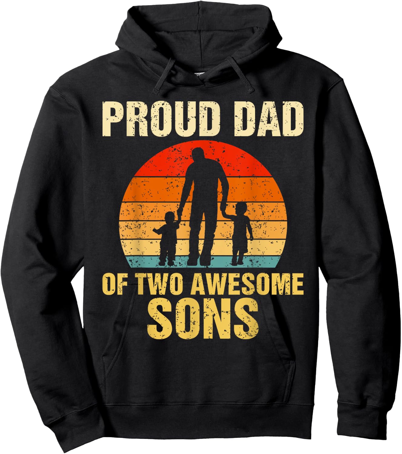 Proud Dad Of Two Awesome Sons Dad of 2 Two Boys Best Father Hoodie - Hoodie | Black