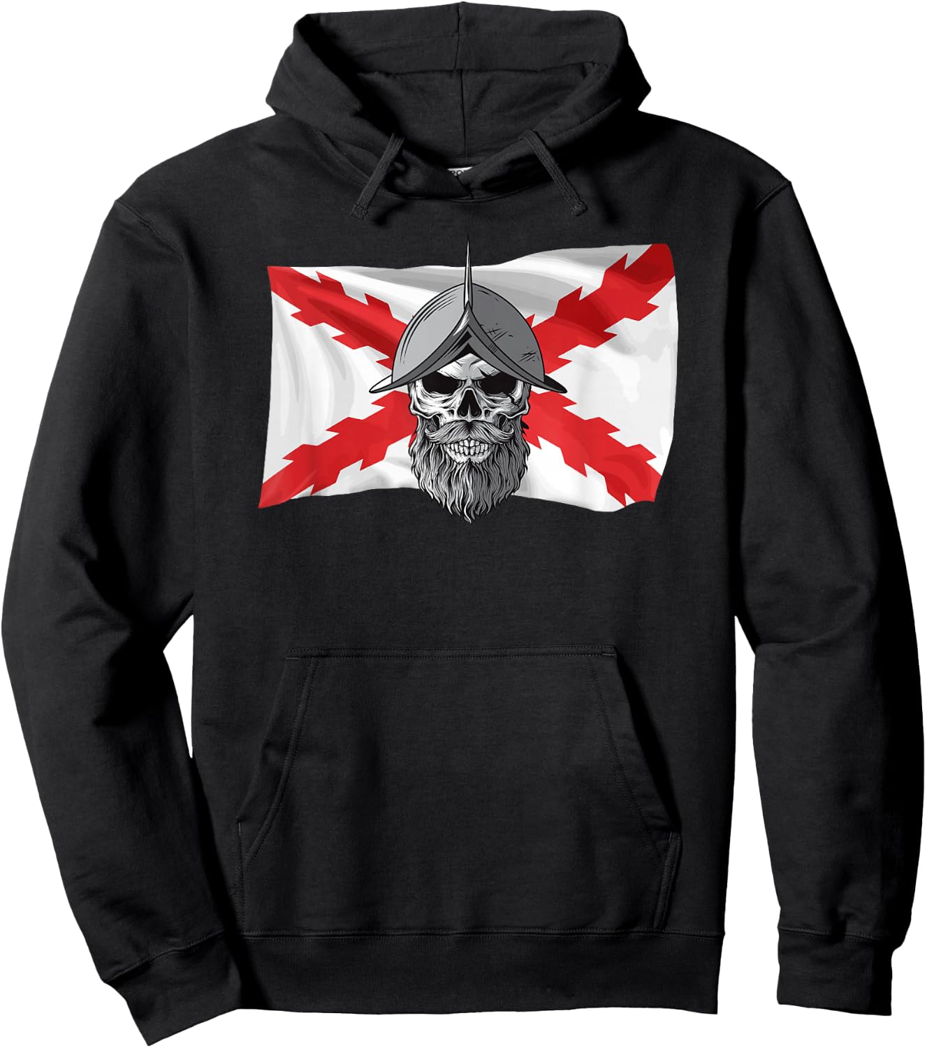 Burgundy Cross. Skull Soldier. Military Hoodie - Hoodie | Black
