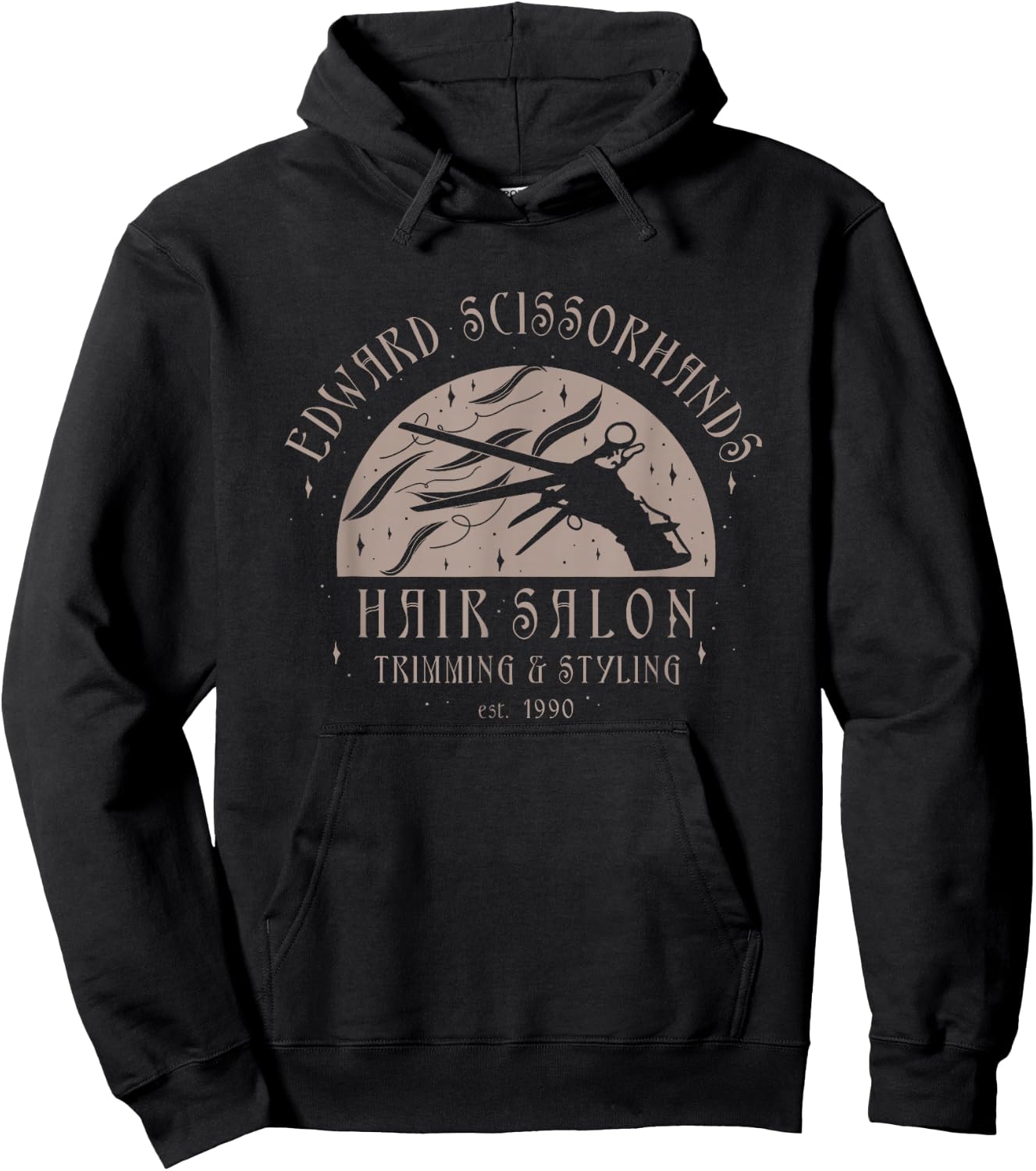 Edward Scissorhands Hair Salon Trimming & Styling Retro Logo Hoodie - Hoodie | Black