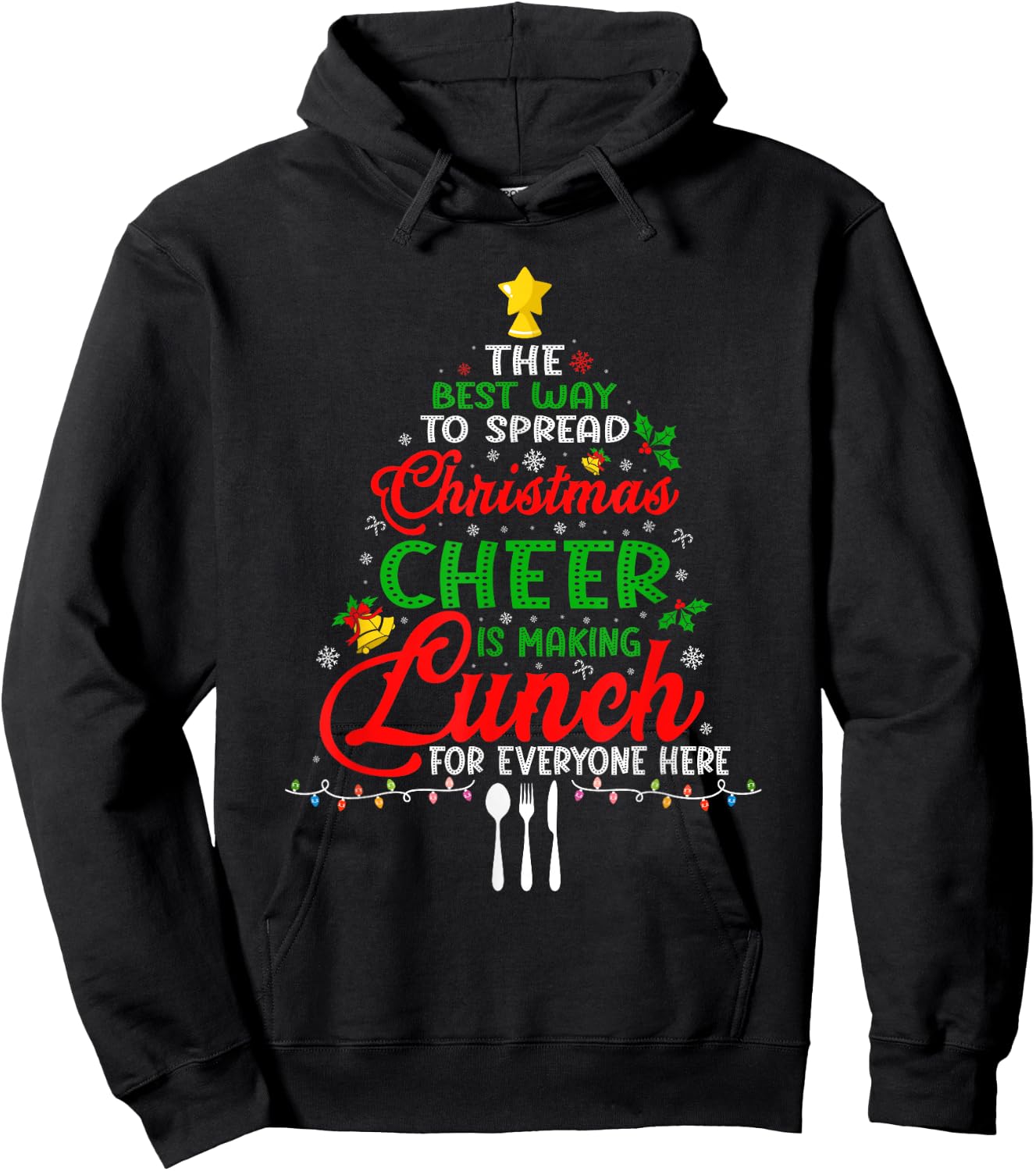 Lunch Lady Christmas XMas School Cafeteria Lunch Lady Tree Hoodie - Hoodie | Black