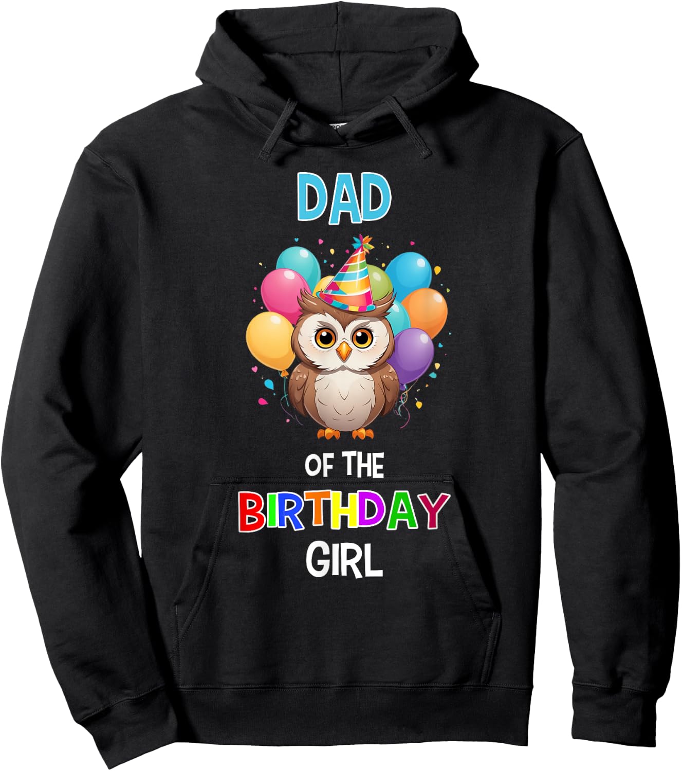 Owl Dad Birthday Party Dad of the Birthday Girl Owl Hoodie - Hoodie | Black