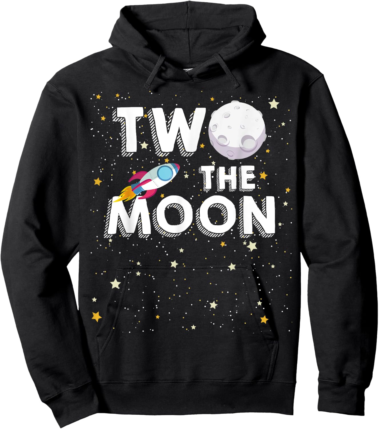 Kids Two The Moon Toddler 2nd Birthday Gift 2 Year Old Hoodie - Hoodie | Black