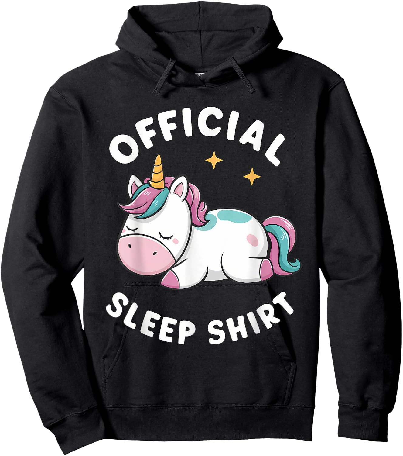 Official Sleep Shirt Unicorn Pajamas Nightgown Hoodie - Hoodie | Black