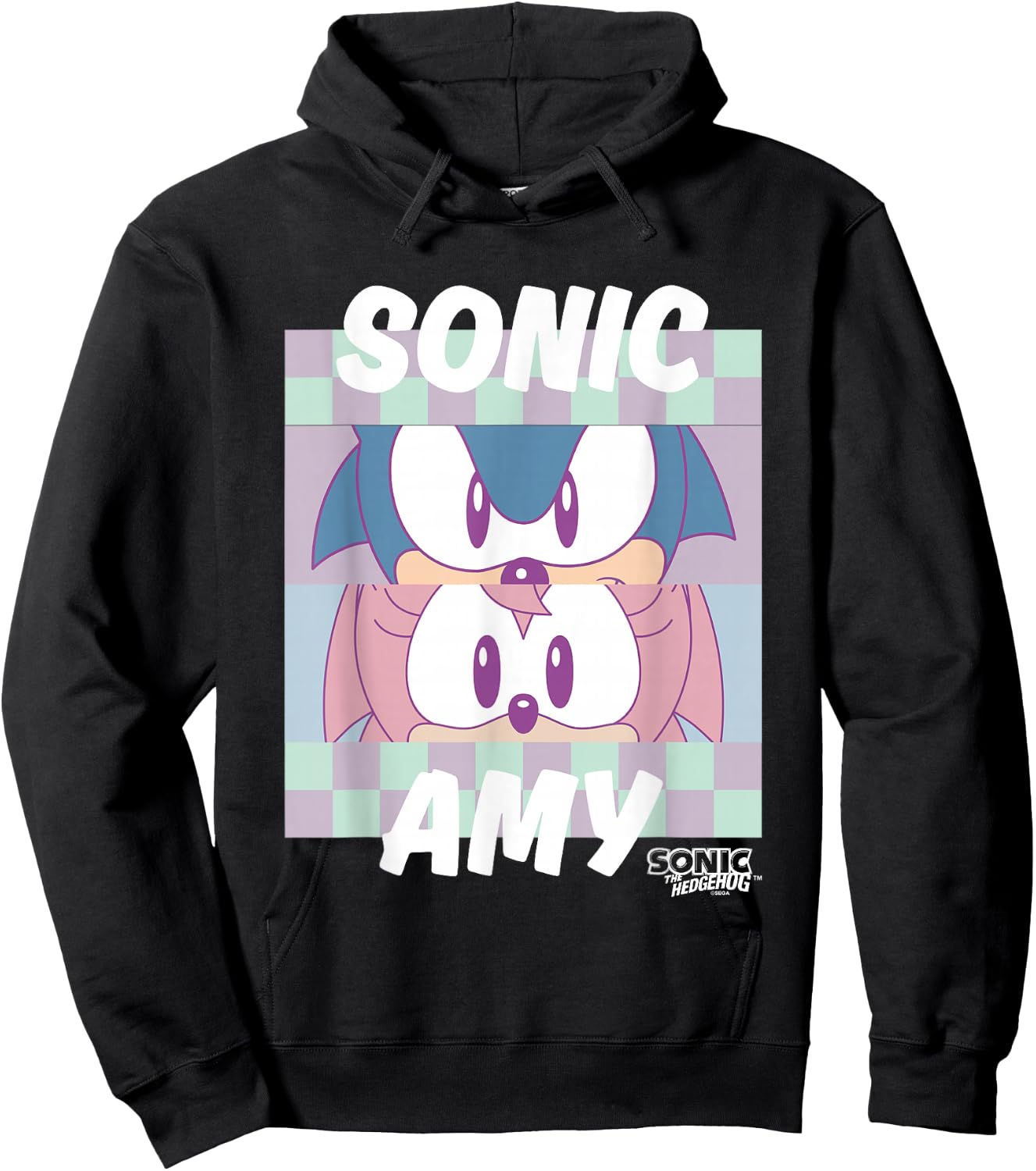 Sonic The Hedgehog Sonic & Amy Eyes Closeup Panels Retro Hoodie - Hoodie | Black