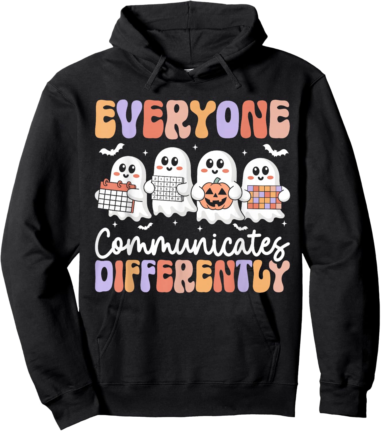 Everyone Communicates Differently Halloween Autism Teacher Hoodie - Hoodie | Black