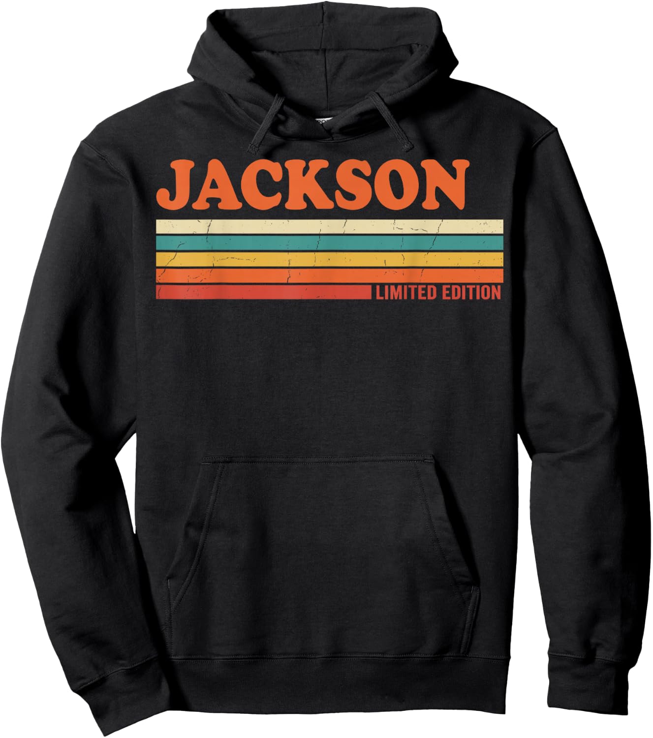 Jackson Retro Personalized First Name Vintage Stripes Hoodie - Hoodie | Black