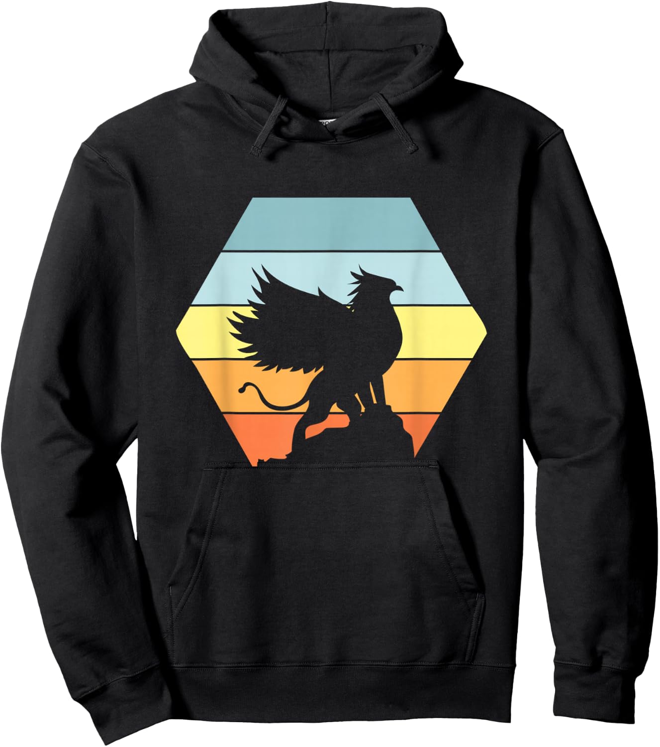 Griffin Retro Vintage Sunset Lion Eagle Mythical Creature Hoodie - Hoodie | Black