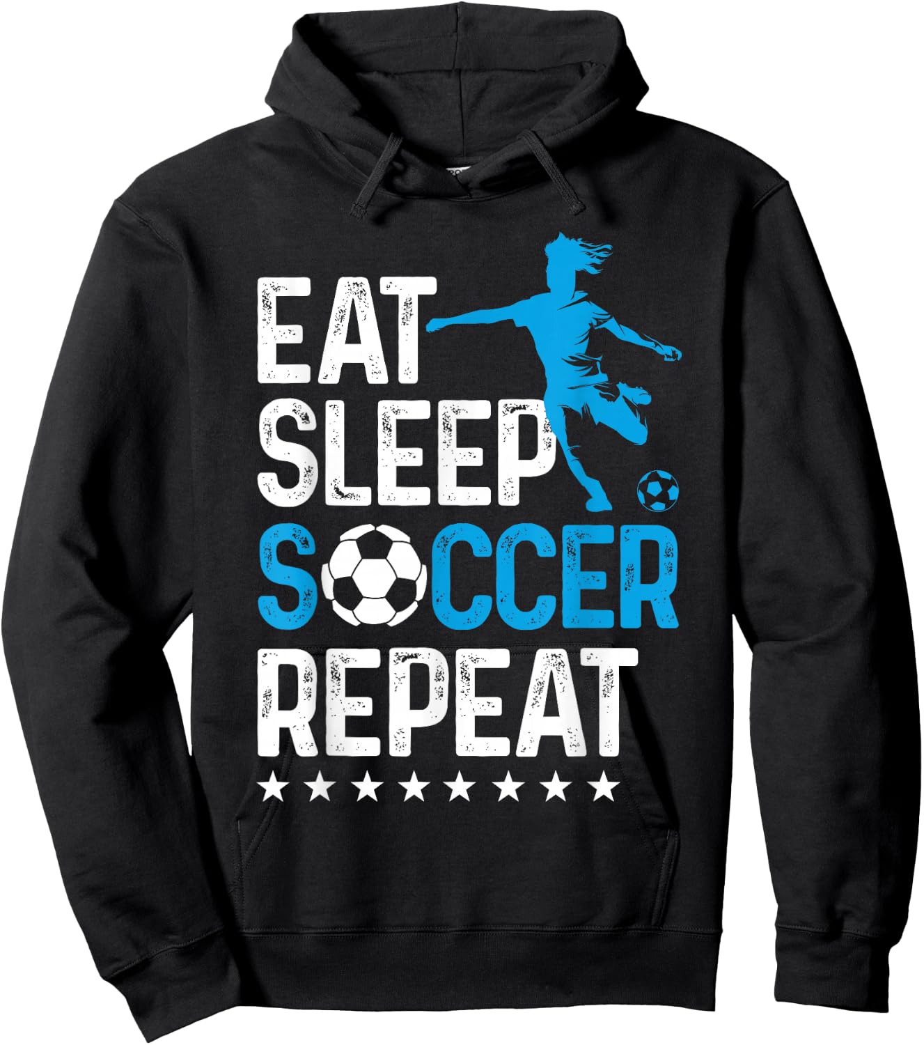 Eat Sleep Soccer Repeat, Teen Girls Kids Women Hoodie - Hoodie | Black