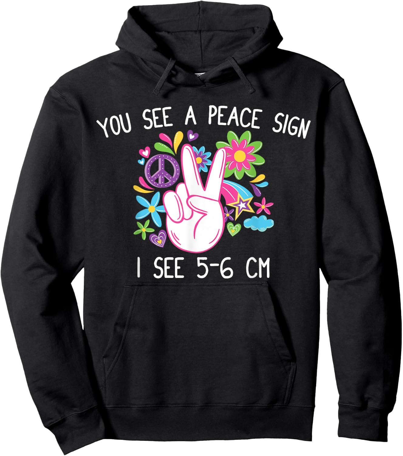 You See A Peace Sign I See 5-6cm T Funny Midwife Nurse gift Hoodie - Hoodie | Black