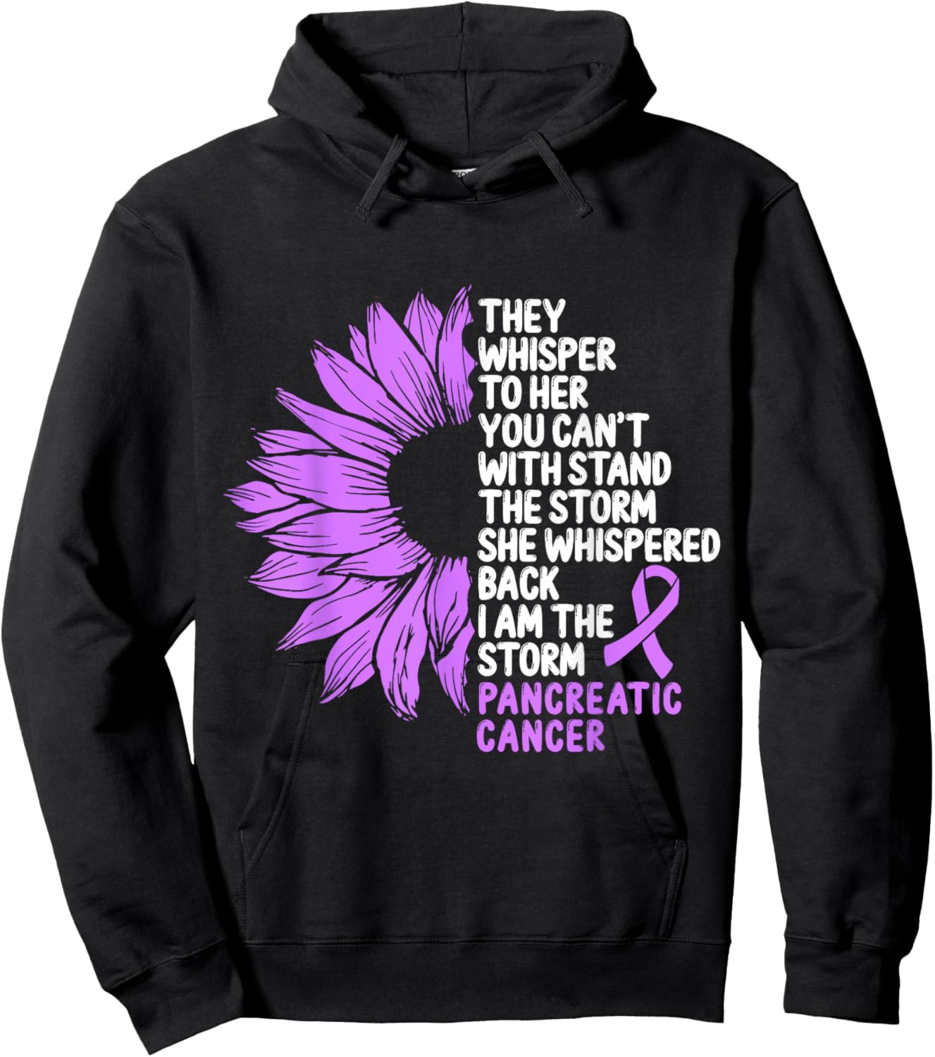 Pancreatic Cancer Awareness Purple Ribbon I am the Storm Hoodie - Hoodie | Black