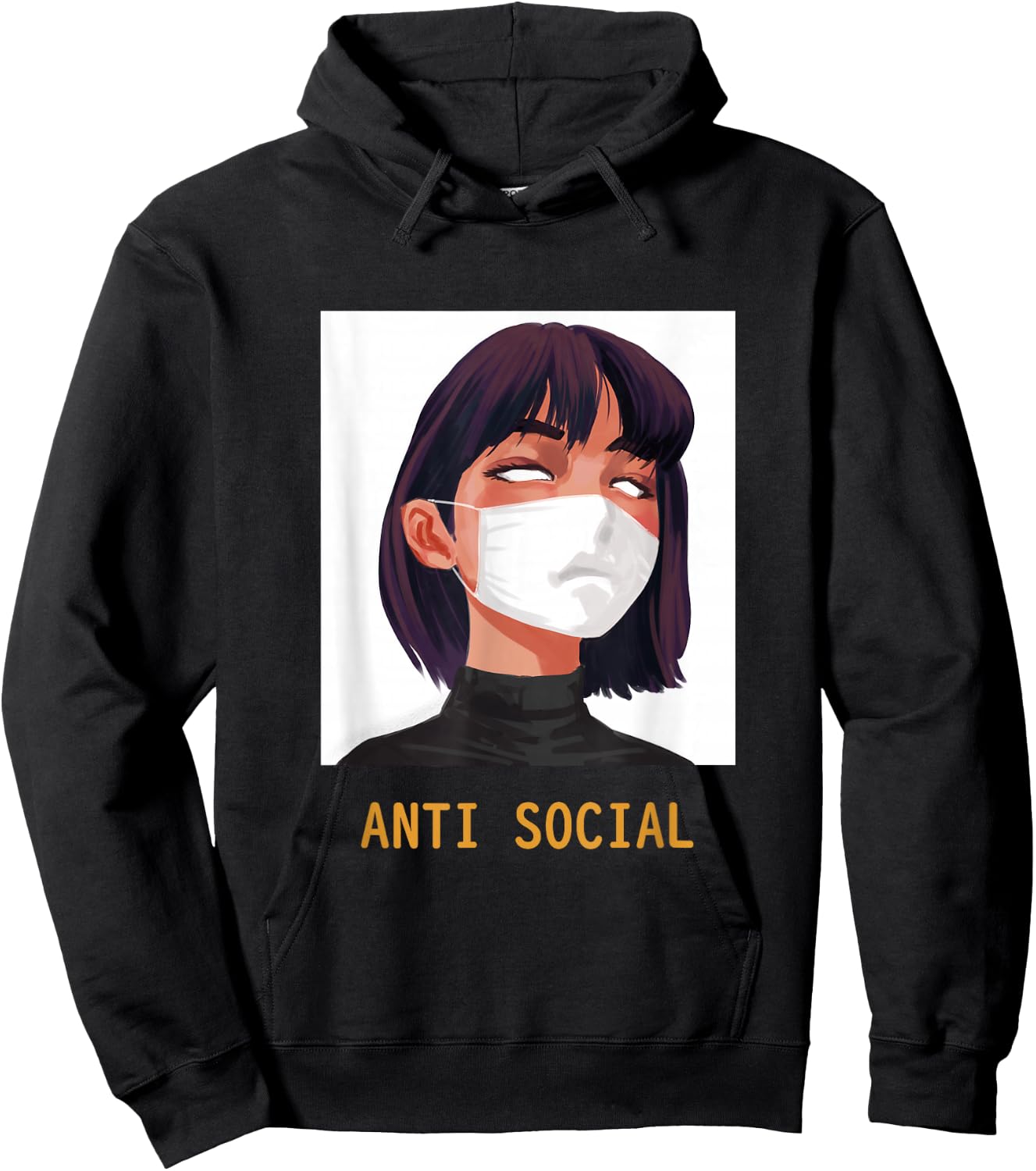 Antisocial Shirt Vaporwave Aesthetic Japanese Emo Anime Girl Hoodie - Hoodie | Black