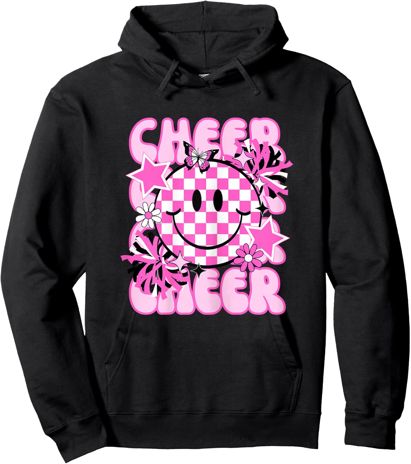 Cute Retro Happy Cheer Cheerleader Tumbling Hoodie - Hoodie | Black